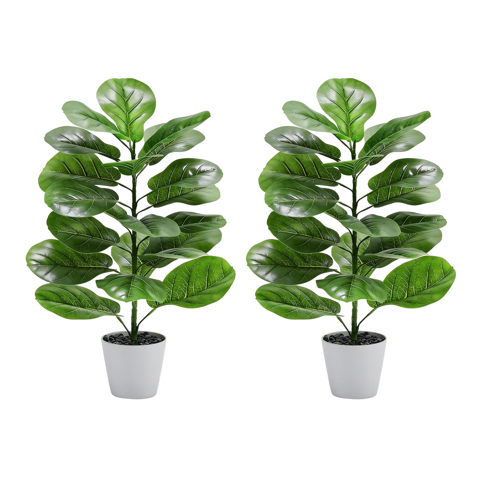 2 5FT Artificial Fiddle Leaf Fig Trees Set of 2 30 Faux Ficus Lyrata Plant Fake Fig Tree