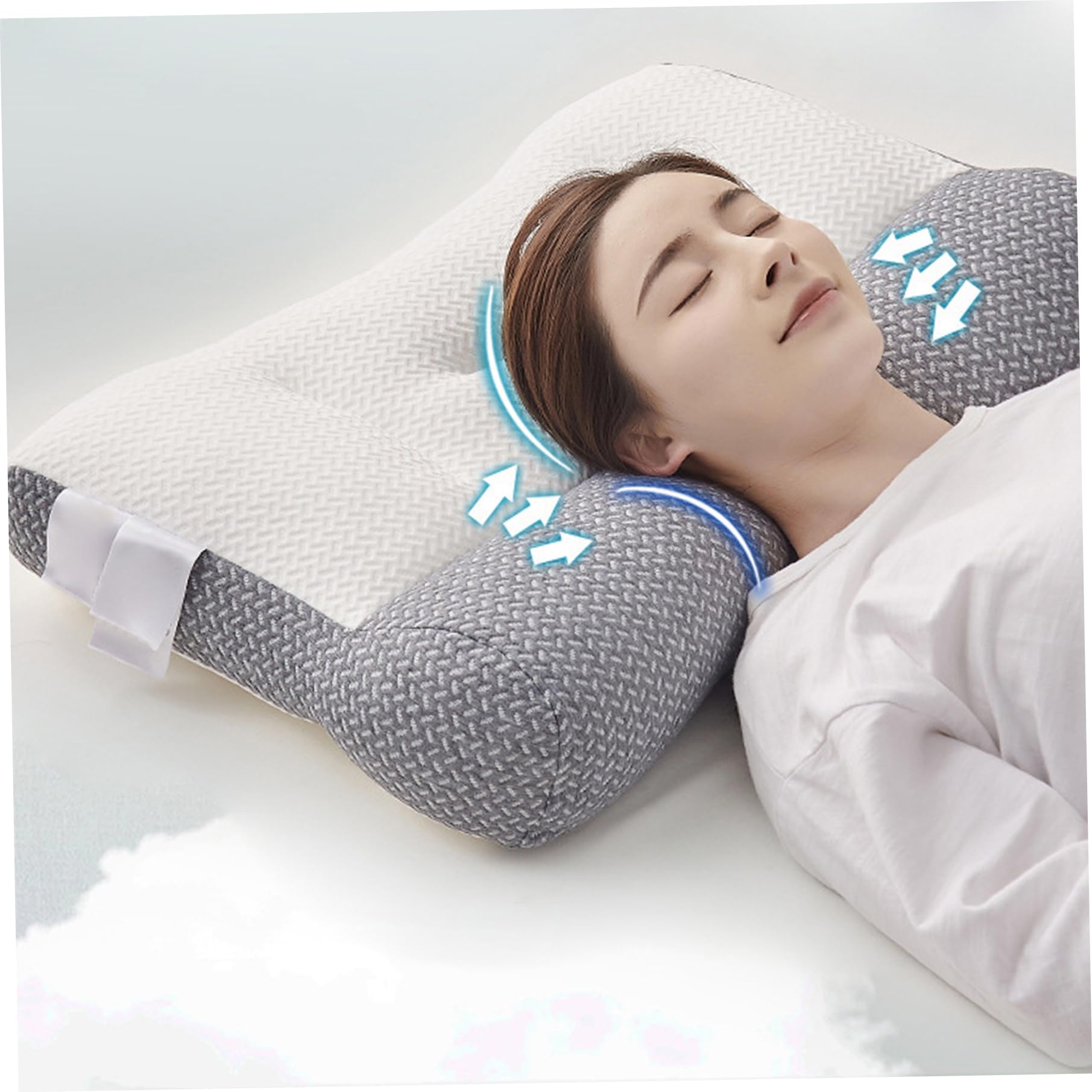 Almohada ergonómica, corrección ortopédica, Almohada de Contorno de tracción para Dormir para el Dolor de Cuello, para Todas Las Posiciones para Dormir, Cuello