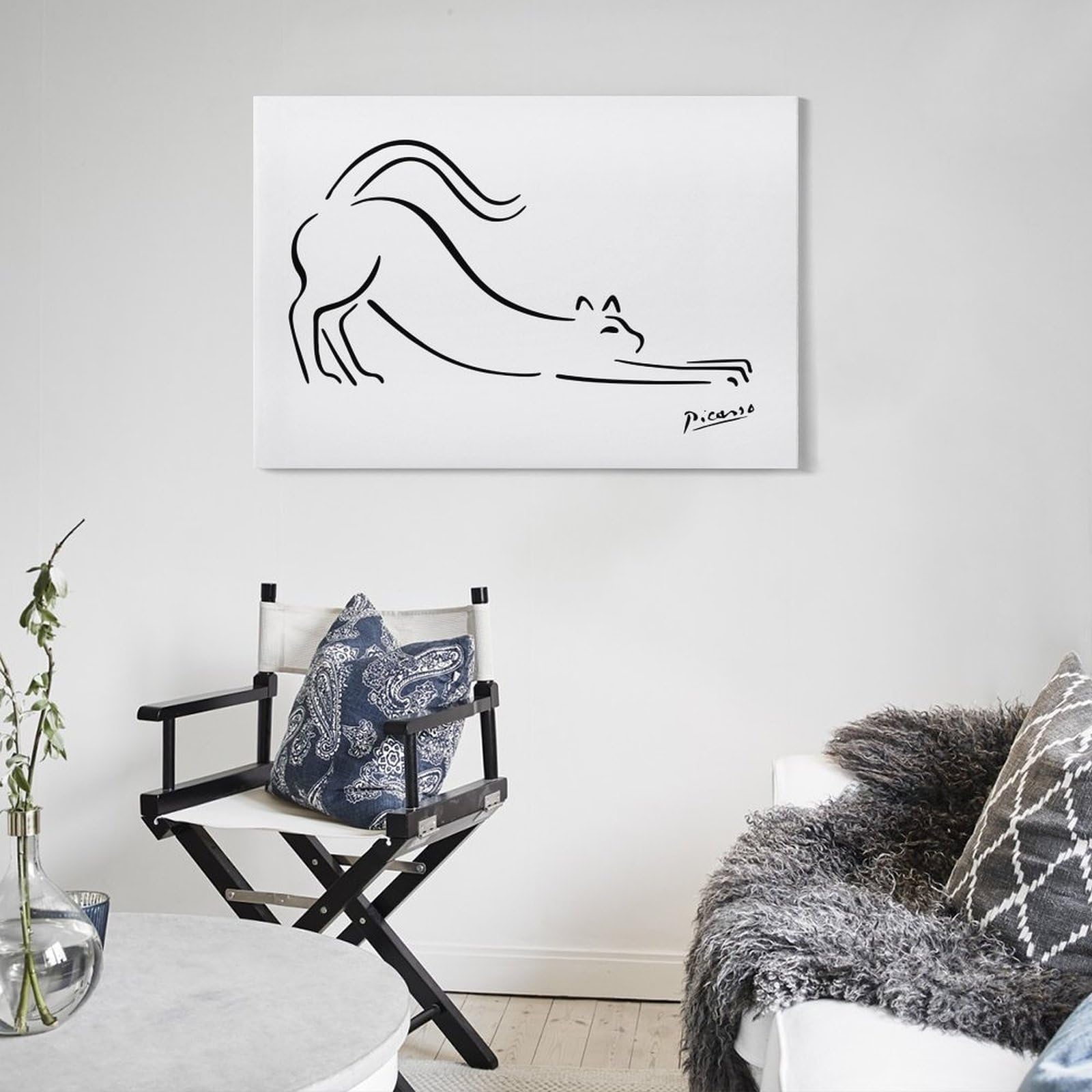 【額入り】超軽量 パブロ・ピカソ 猫のアート 3点セット Amazon.co.jp: パブロ・ピカソスケッチ猫ラインアート装飾ポスター