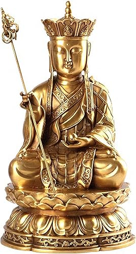 Estatua de Buda Ksitigarbha Bodhisattva Netherworld Leader de latón de 13.2 pulgadas