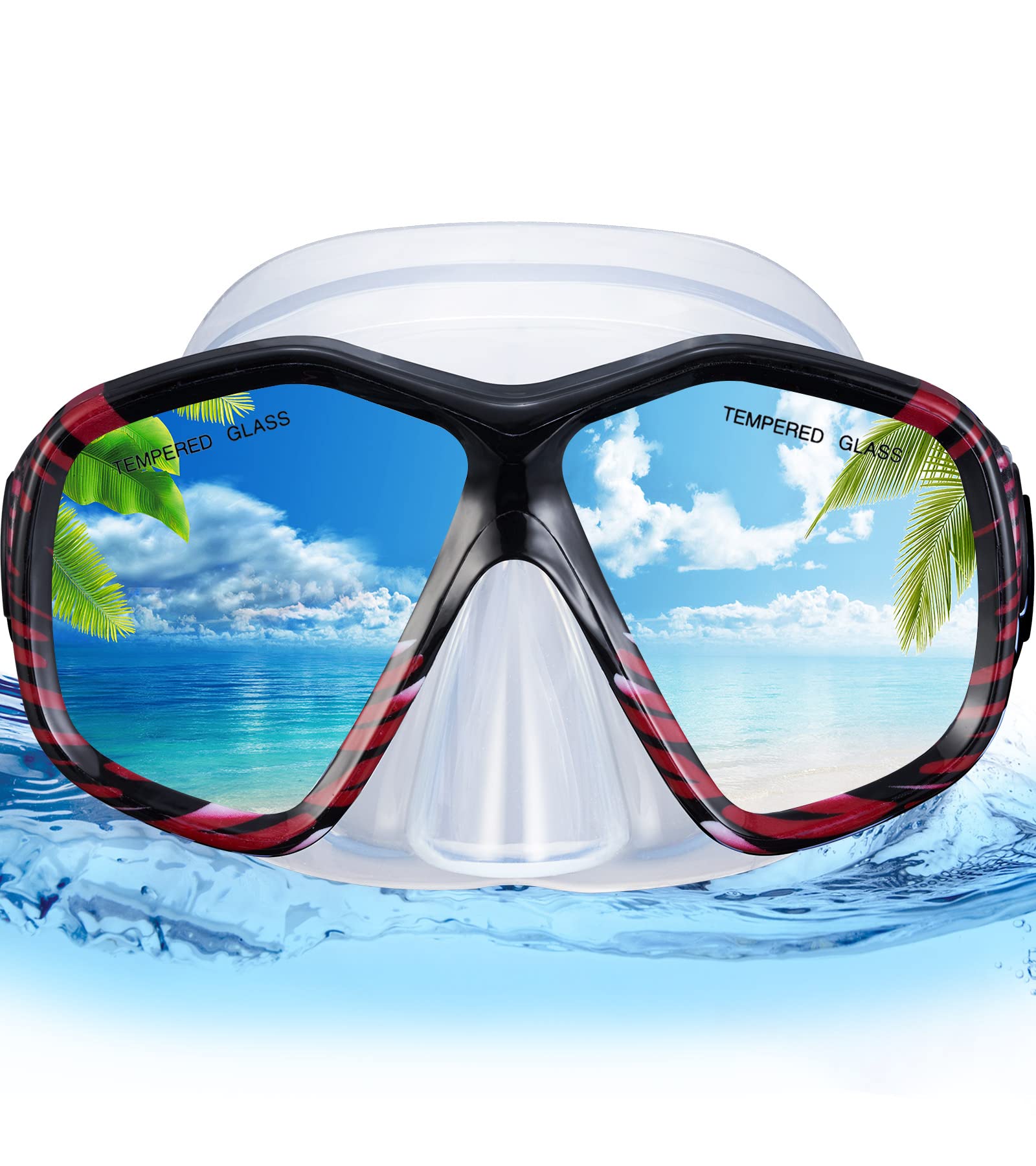 RABIGALASnorkel Mask Diving Mask for Adult Swim Goggles Anti-Fog Snorkeling mask for Snorkeling Scuba Diving for Unisex Swimming Gear Tempered Glasses Diving Mask