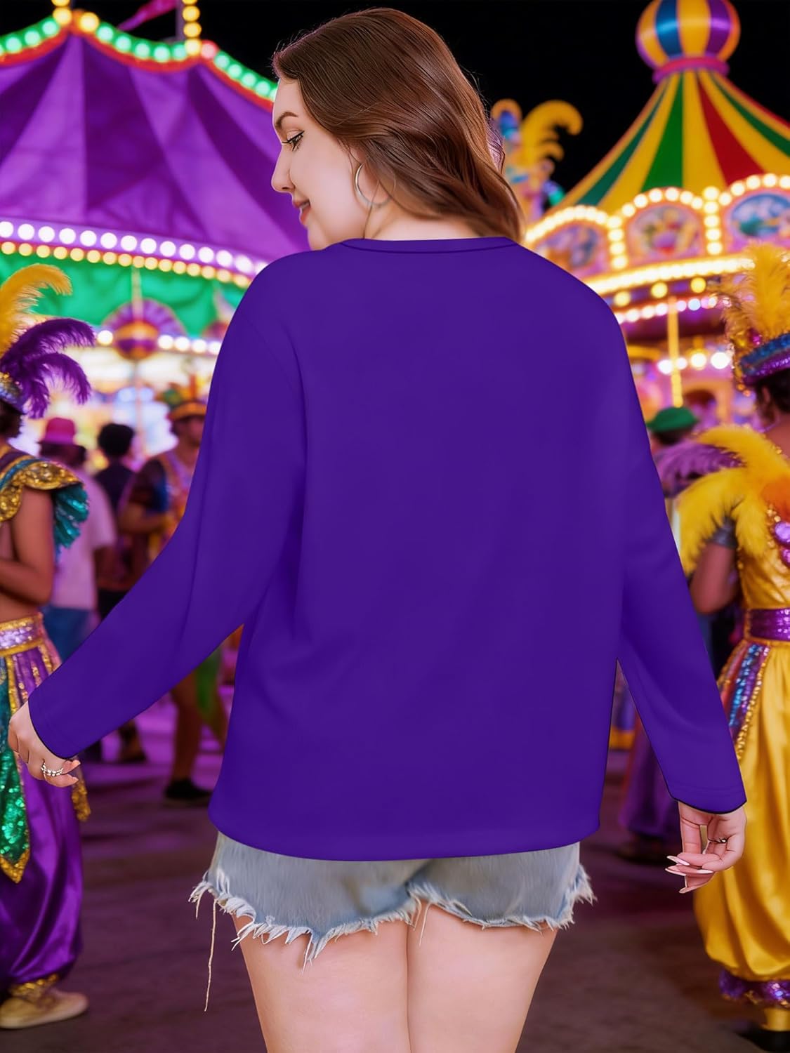 Plus Size Mardi Gras Shirt It's Mardi Gras Y'all Graphic Tops Mardi Gras Gift Casual Crew Neck Long Sleeve Tops - Image 7