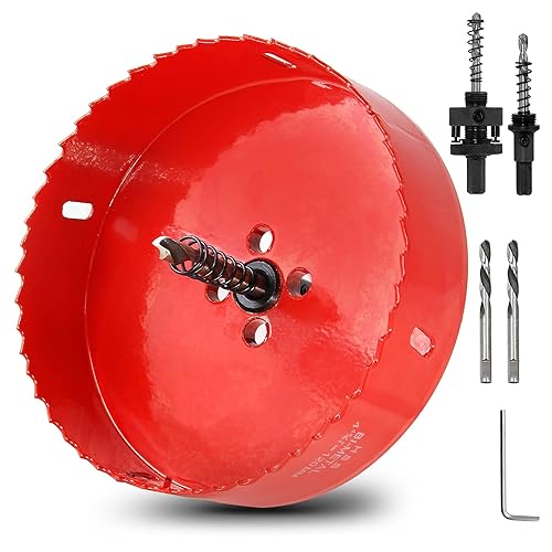 Vista 221 de Luomorgo - Sierra perforadora de 4 pulgadas/100 mm, acero de alta velocidad, profundidad de corte 1 1/4 pulgadas, adaptador de broca hexagonal