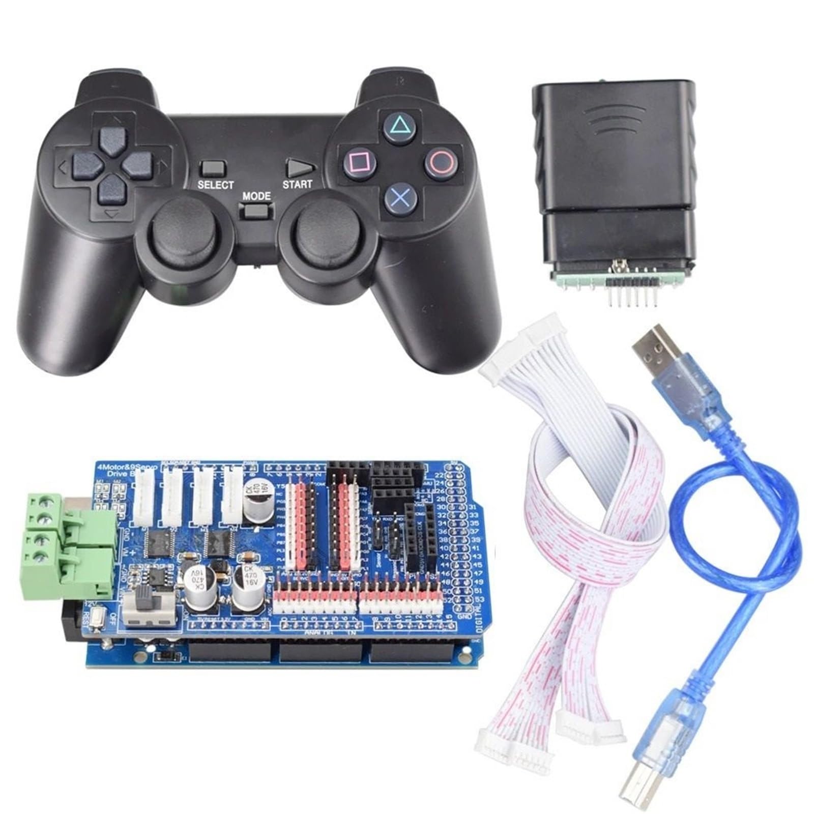Ładunek 15KG PS2 RC Mecanum koło Robot zestaw podwozia samochodu z silnikiem enkodera 12V dla Arduino Mega2560 DIY macierzystych zabawka(BLUE)