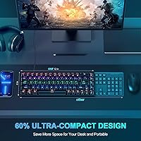 Vista 2 de RaceGT Teclado mecánico con cable para juegos, mini teclado ultracompacto de 67 teclas, teclados USB con cable, retroiluminación LED RGB multicolor