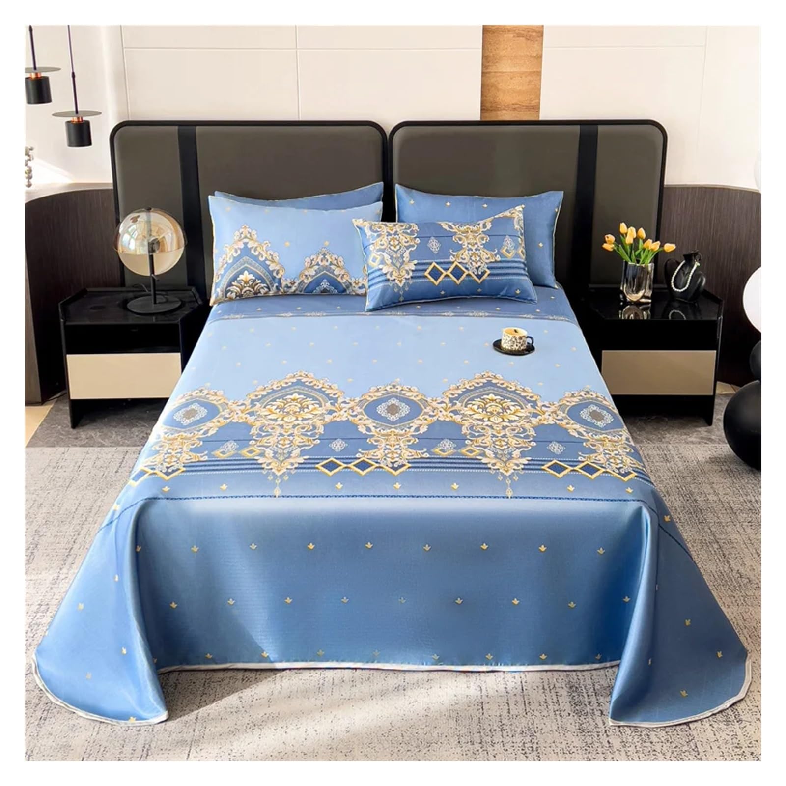 Drap de lit en soie glacée d'été 270x250cm pour lit double ou King Size Color11