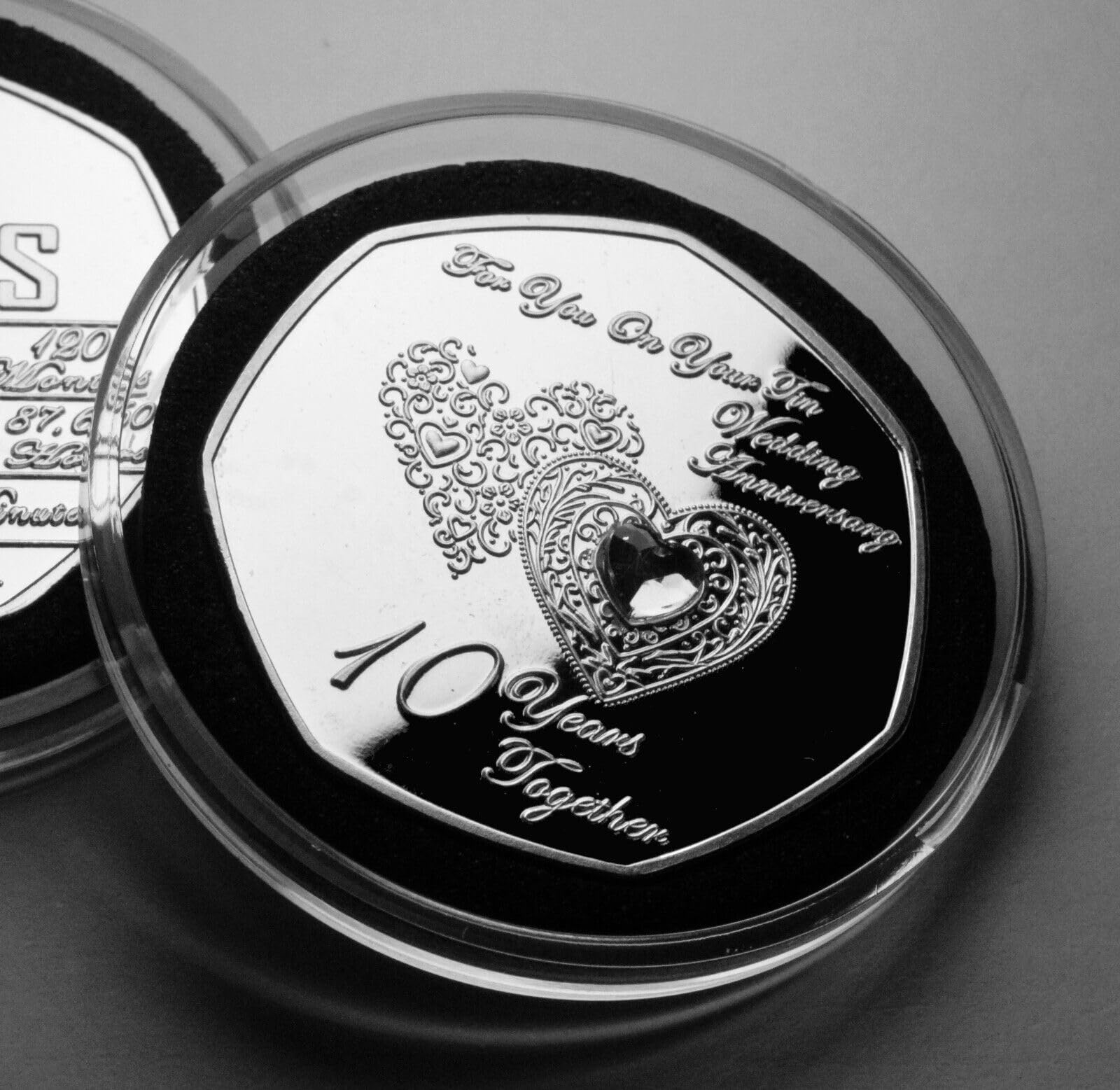 The Commemorative Coin Company For You ON YOUR 10th TIN WEDDING ANNIVERSARY Commemorative. Capsule. Gift/Present. Diamante Gemstone. 10 Years