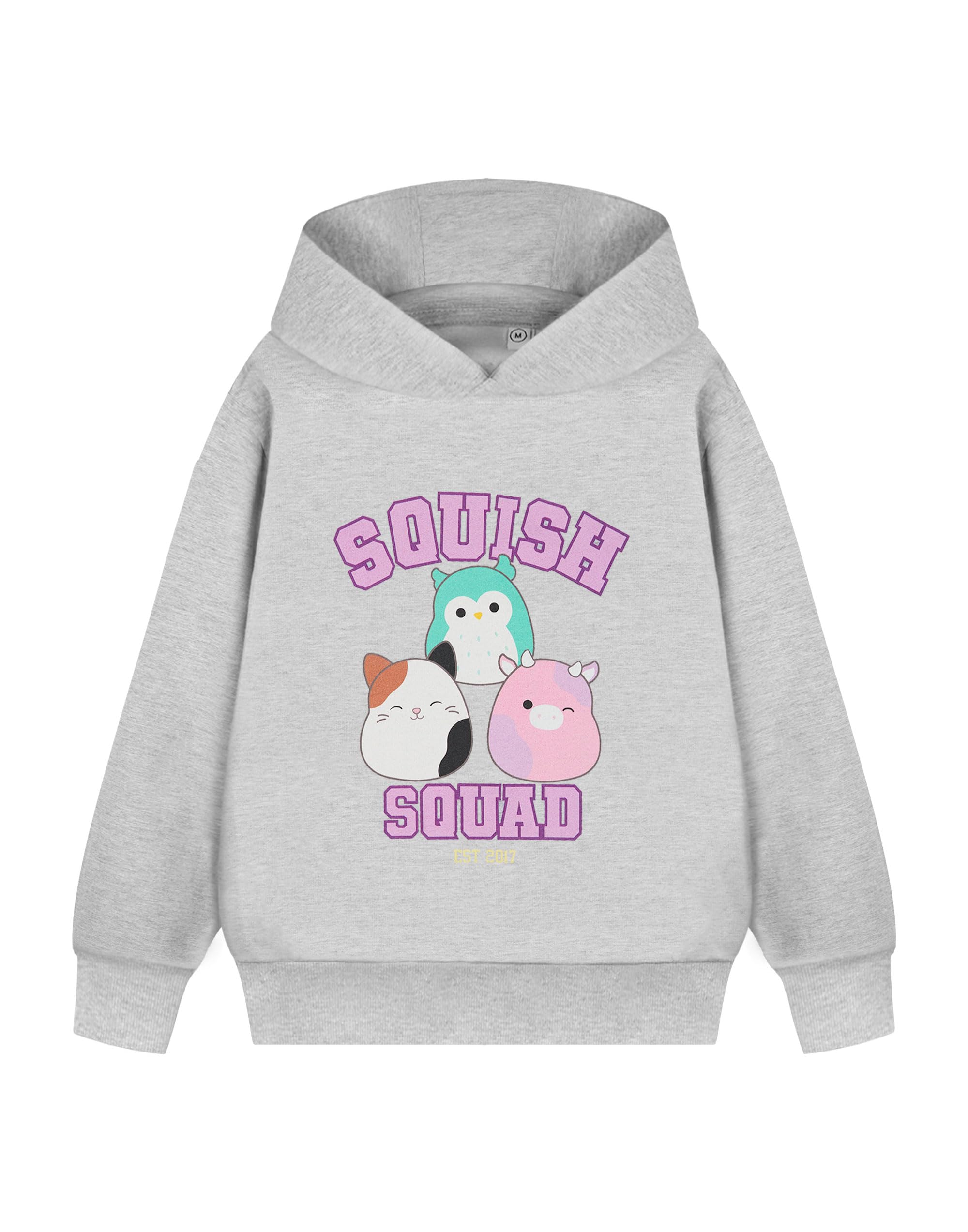 Squishmallows Girls Grey Marl Grey Hoodie | Squish Squad Sweaters With Cute Characters | Soft Hooded Sweatshirt For Kids | Cosy Apparel For & Teens