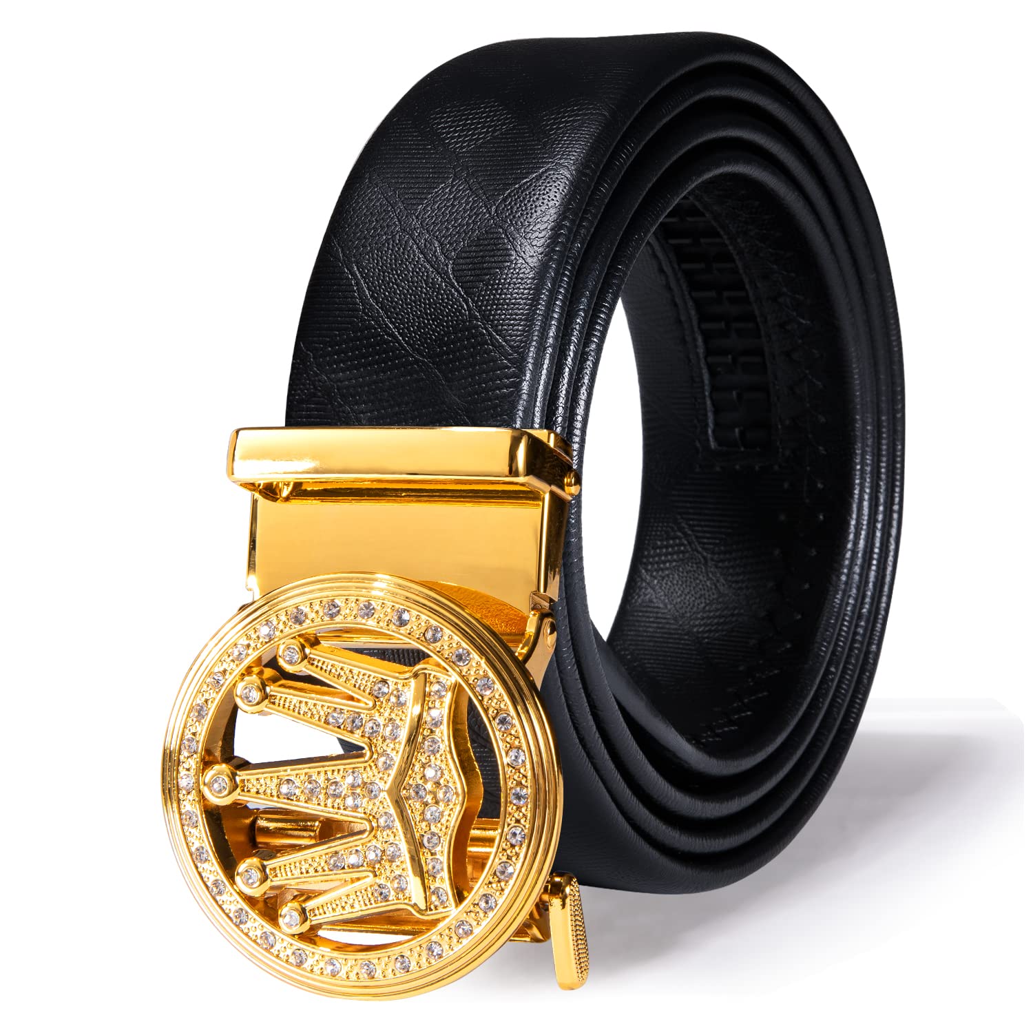 Dubulle Men's Ratchet Belt Gold/Black/Red/Green/Blue/White Automatic Buckle Business Casual Belt Gift - Adjustable Fit