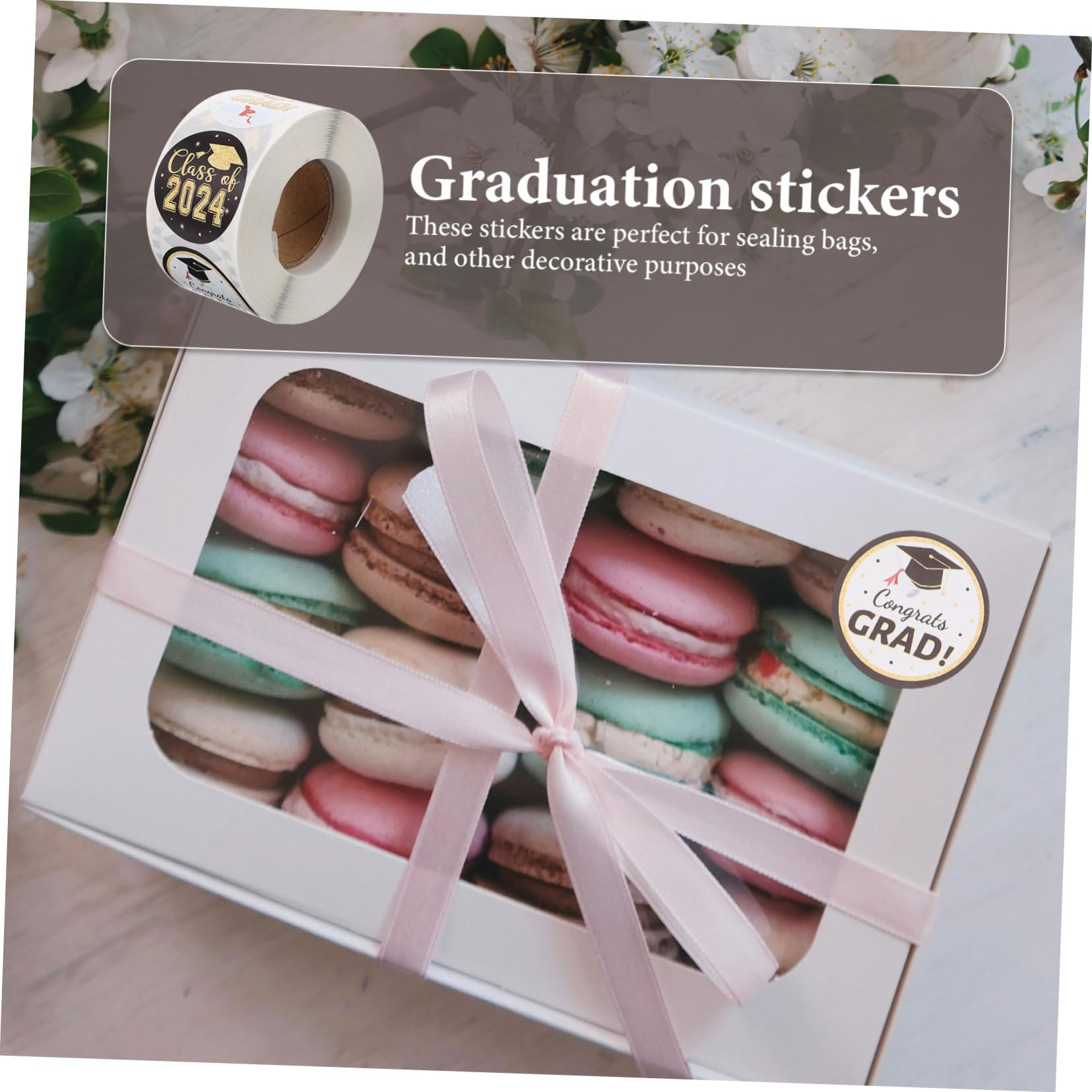 TEHAUX 5rotoli Adesivi Decorativi Per Etichette Adesive Auto-adesive Per Confezioni Biglietti e Sacchetti Dolci