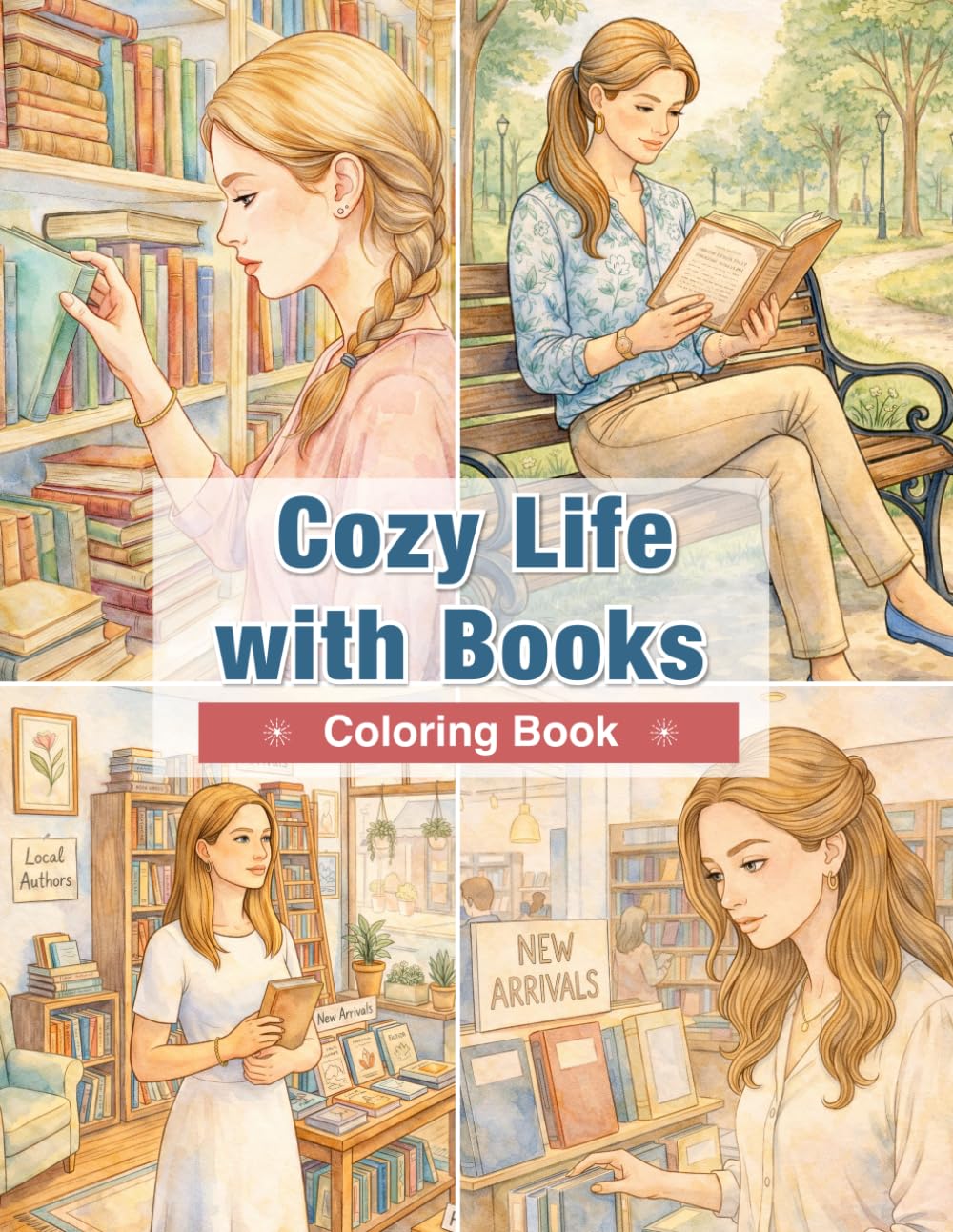 Cozy Life with Books Coloring Book: Peaceful Reading Moments and Quiet Escapes