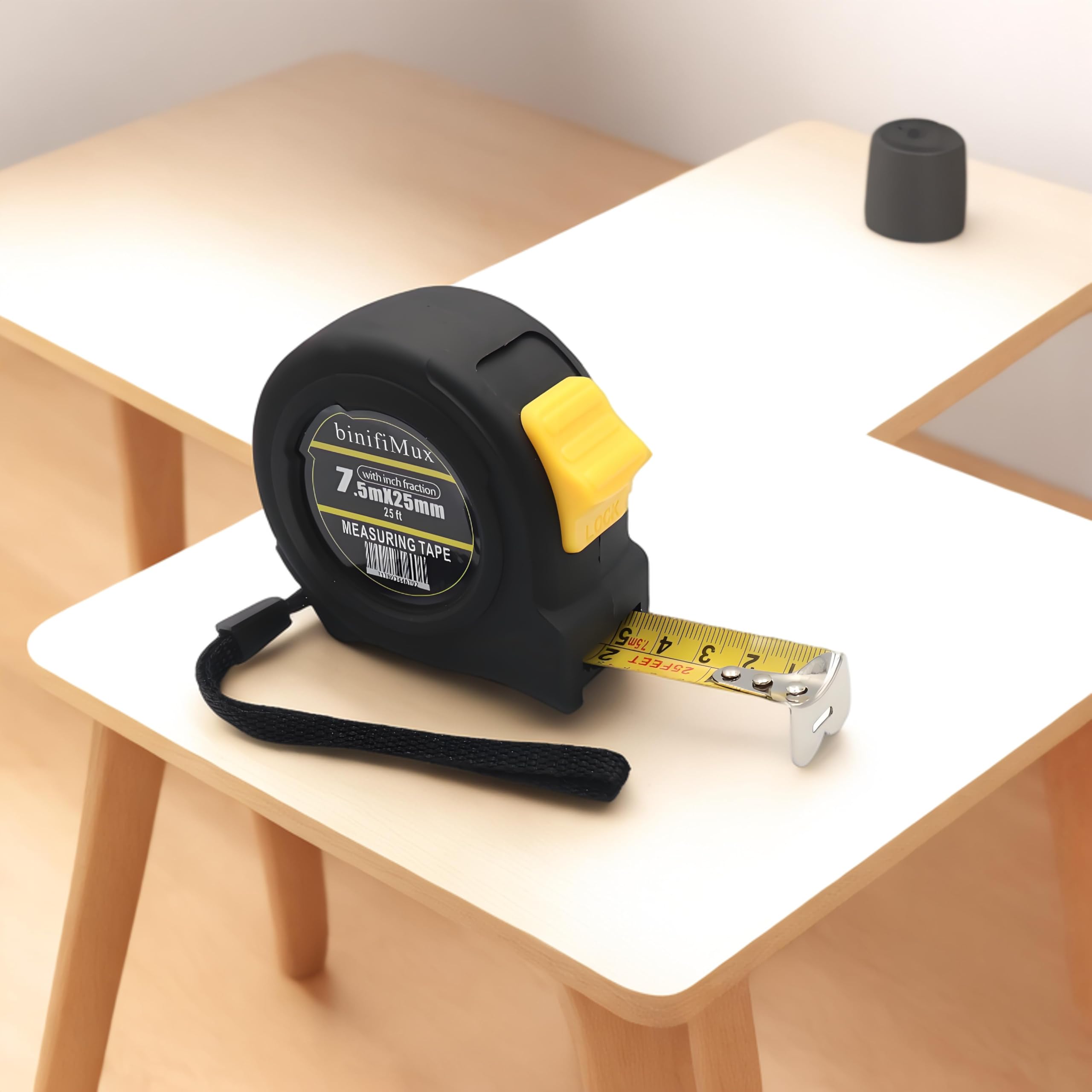Cinta métrica de 25 pies con fracciones escala 1/8, cinta métrica retráctil de fácil lectura, cinta métrica de bolsillo con clip de cinturón de metal para construcción, contratista,