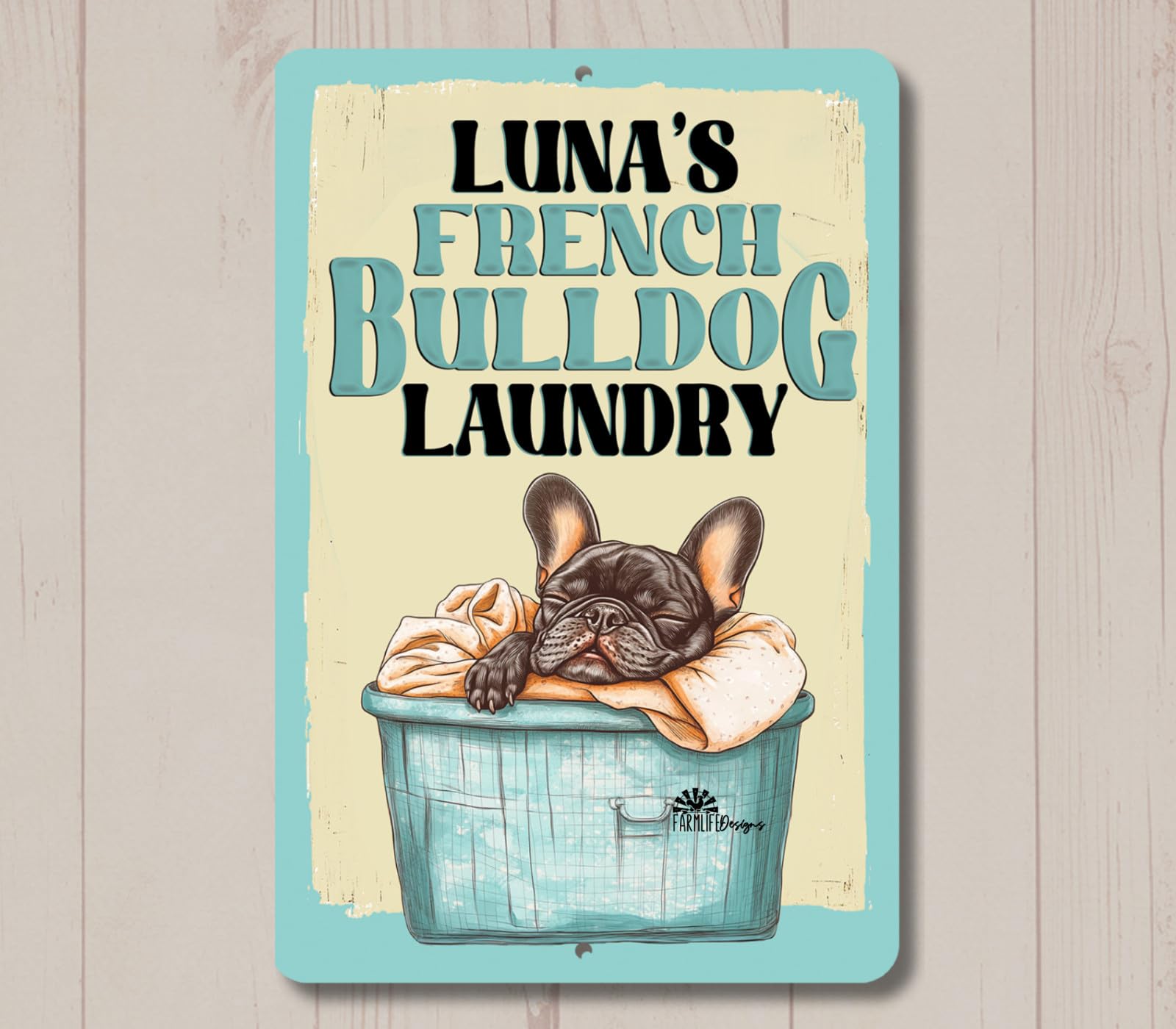 French Bulldog Custom Laundry Room Sign personalized bull dog metal tin art home decor