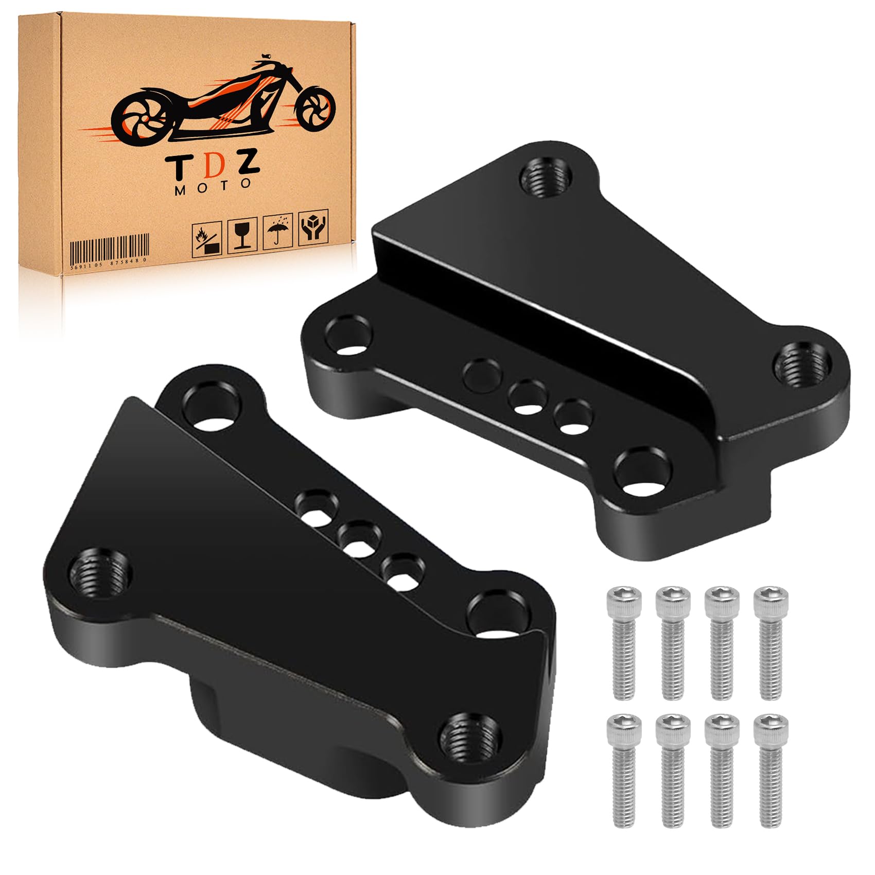 Brake Caliper Extension Brackets 13" Rotors for Harley Bagger, Touring, Street Glide, Road King, Electra Glide, Road Glide, 2008-2024 (Left & Right)