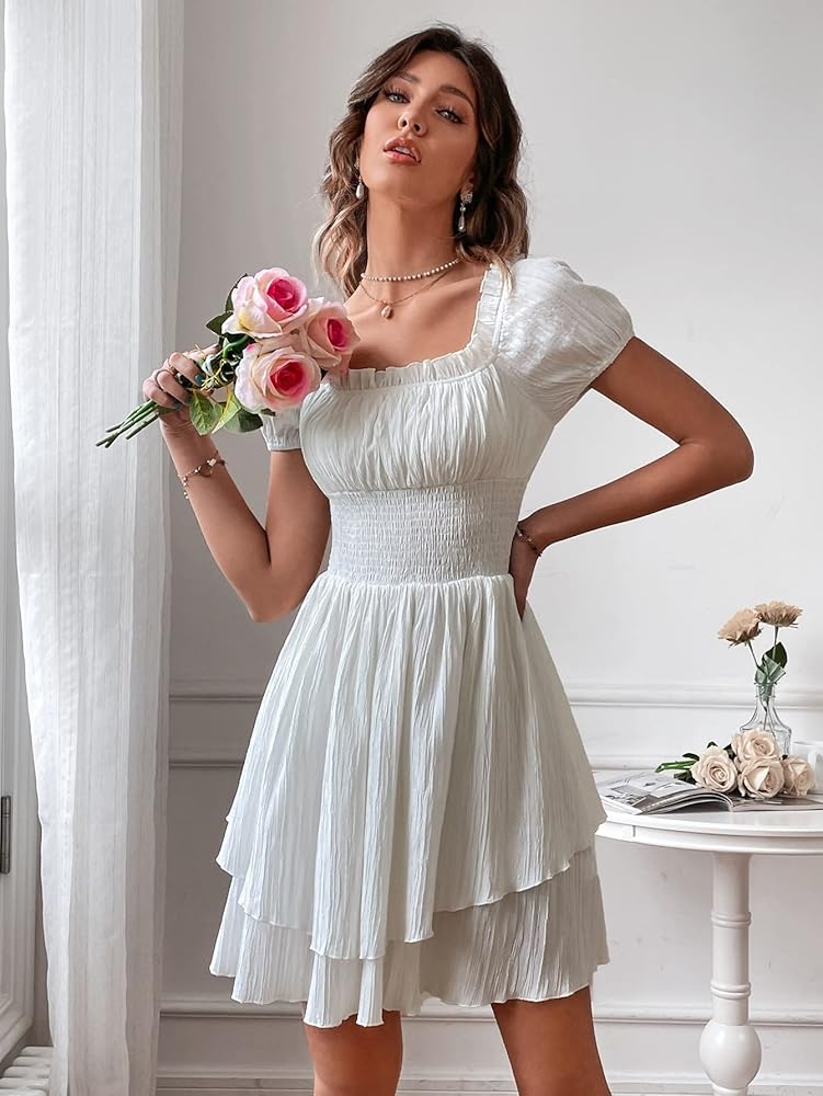 METOES Women's Summer Short Sleeve Short Dress Off Shoulder