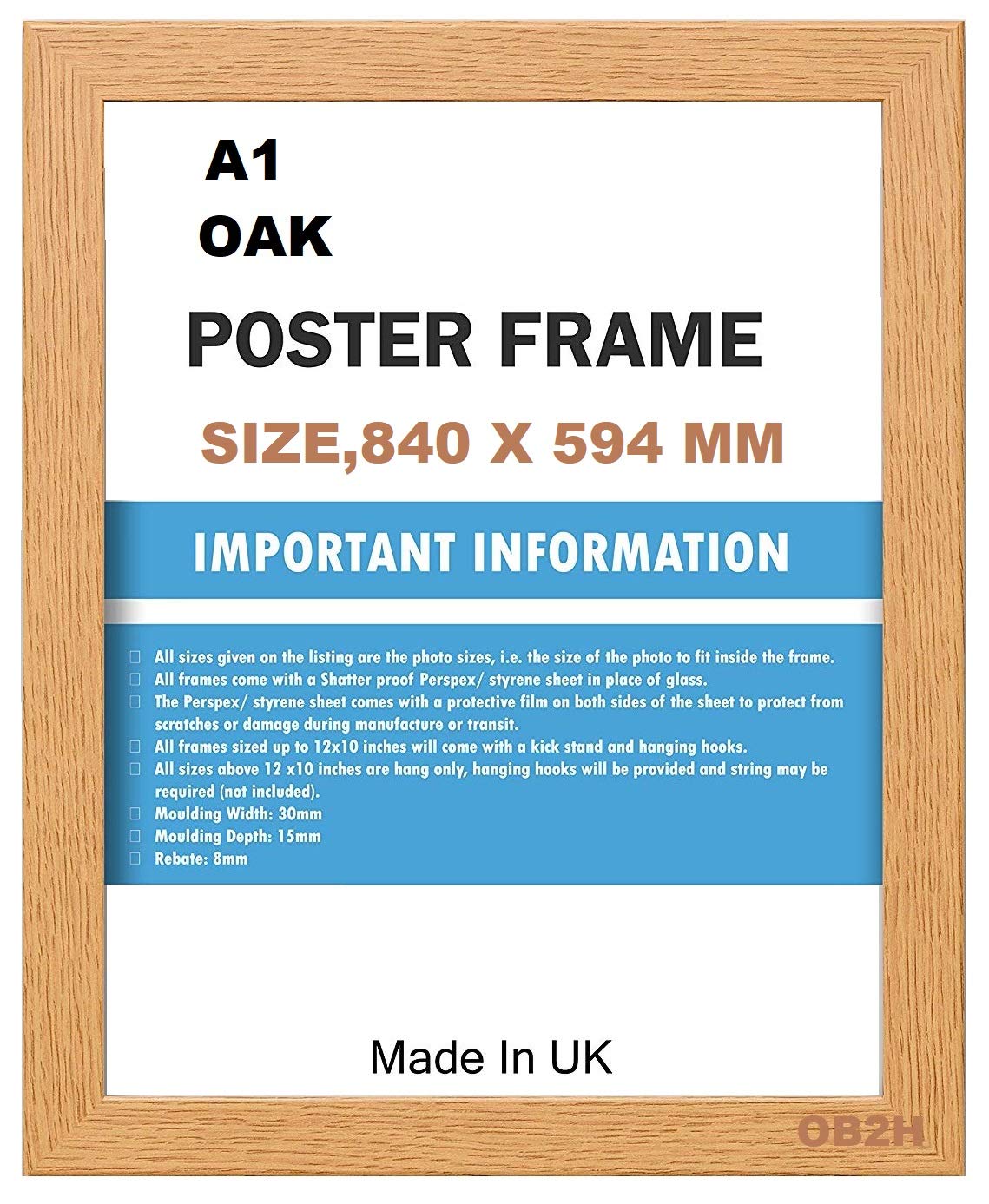 OAK A1 POSTER FRAME , (SIZE ,840 x 594 mm)
