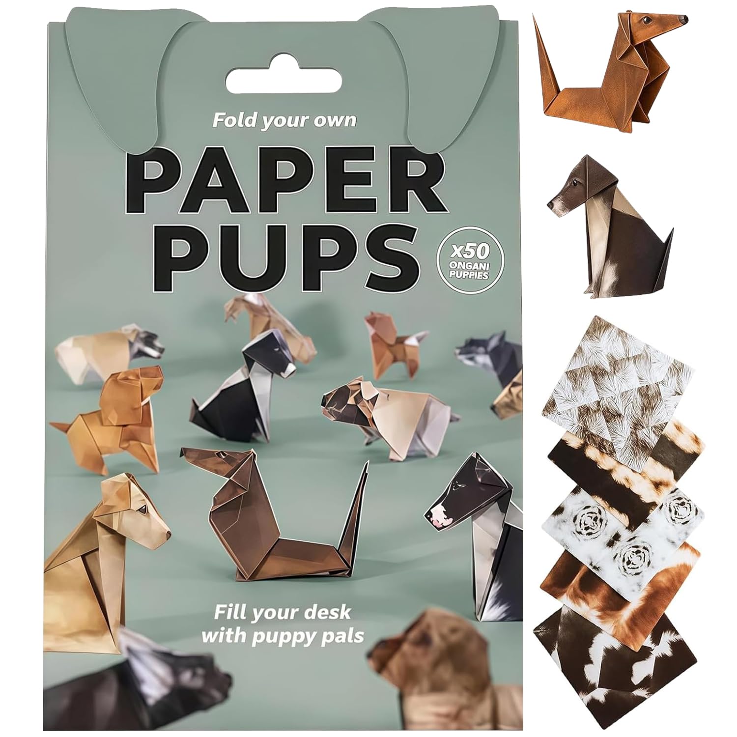 HAJXXMM 3D Origami Cat Kit, 50PCS DIY Paper Dog 3D Creative Animal Craft Figures Paper Craft for Kids Adults Cute Patterns Cats Origami for Home Decoration, Desk Decoration