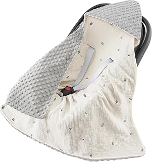 Susurration Einschlagdecke Babyschale Baby Decke 90x90 cm Kinderwagen und Kindersitze universal Baby Babydecke für Neugeborenen und Kleinkinder Einschlagsdecken Punkt Gurt(Laub)