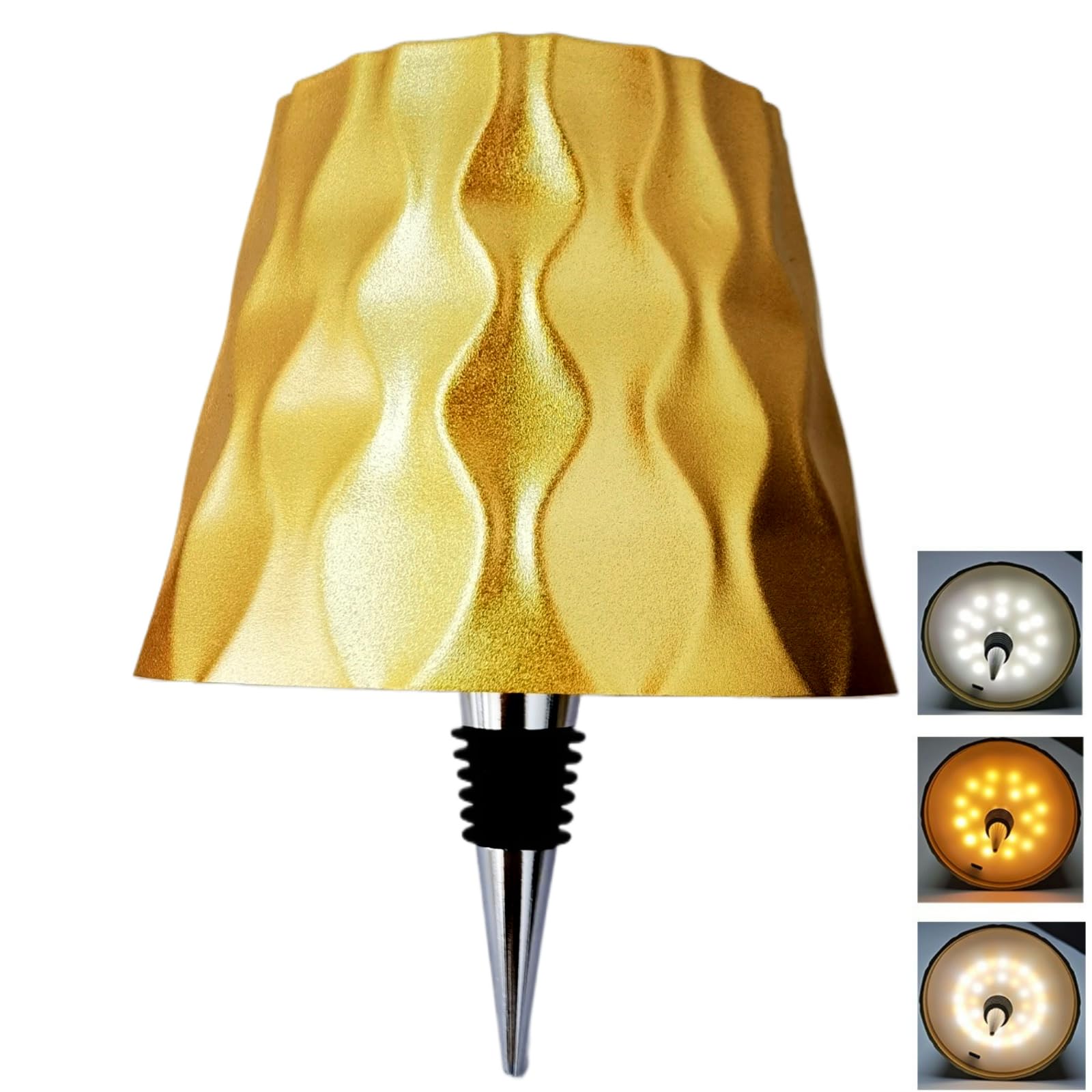 Wine Bottle Lamp, LED Rechargeable Wireless Bottle Lamp Shade for Liquor Bottles 3 Color Dimmable Table Lamp with Touch Control for Bars, Restaurants, Bedrooms & Outdoor (Gold)