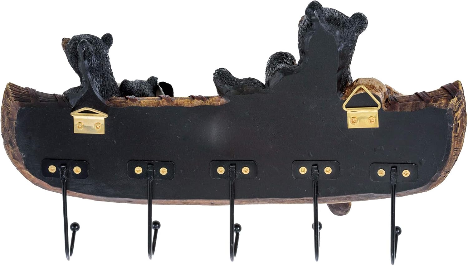 Black Bears in Canoe Key Holder - Bear Coat Hook Hanger Entrance Key Organizer - Bear Decor For Home Decor Living Room Accessories - Grizzly Bear Hooks For Wall Key Hanger Animal Cabin Decor