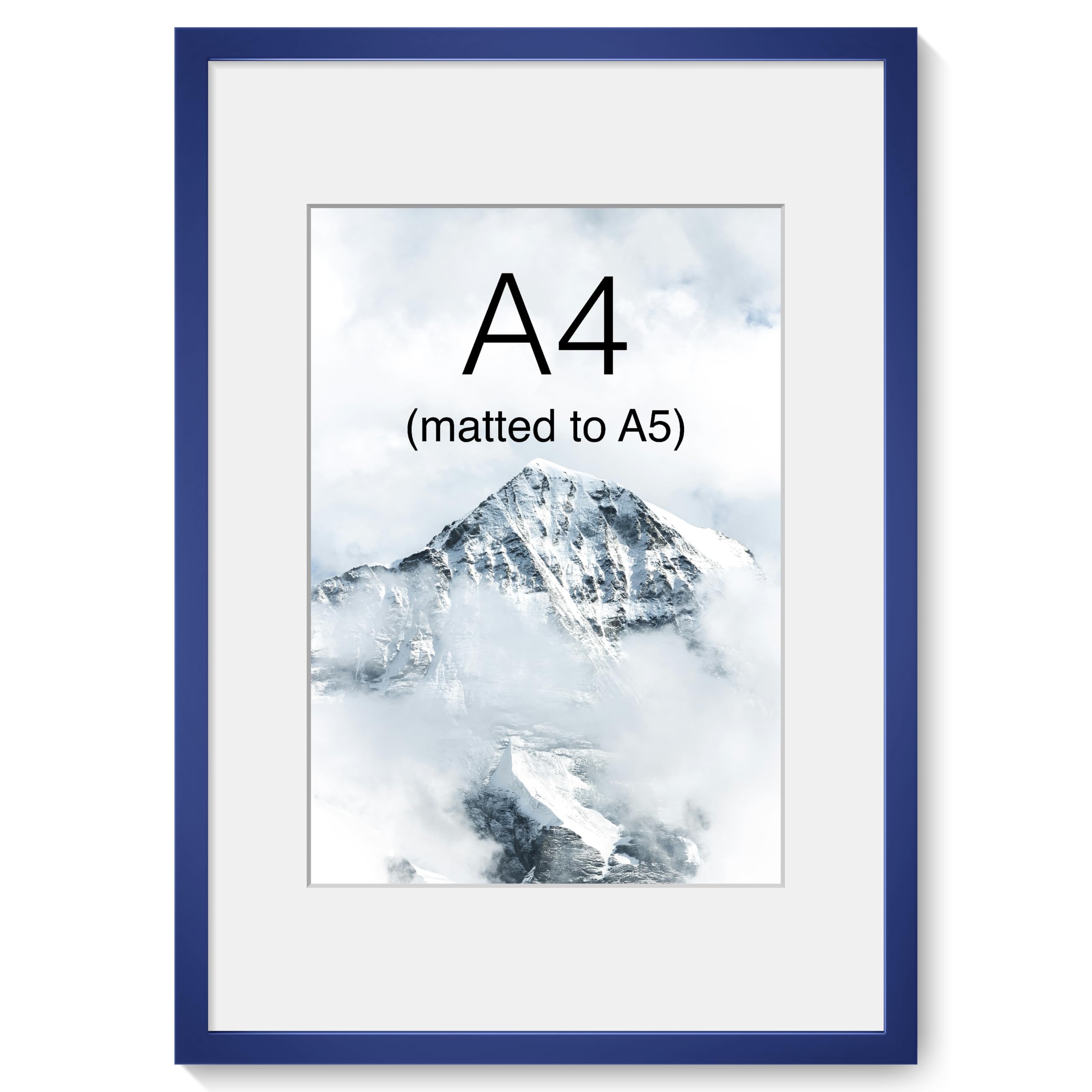Acovy A4 Picture Frame, Aluminum Photo Frame Matted to 139x200mm, with High Definition Plexiglass, Metal A4(210x297mm) Picture Frame for Wall or Tabletop Display, Wall Hook Included