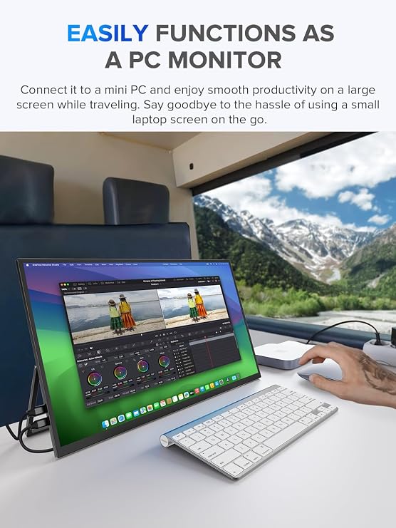 UPERFECT Portable Monitor, 22 2K QLED 100% DCI-P3 25601440 QHD FreeSync HDR Laptop Monitor, w/VESA, Stand, USB-C Mini HDMI Travel Second Monitor for Computer, Phone, Mini PC, Gaming Consoles