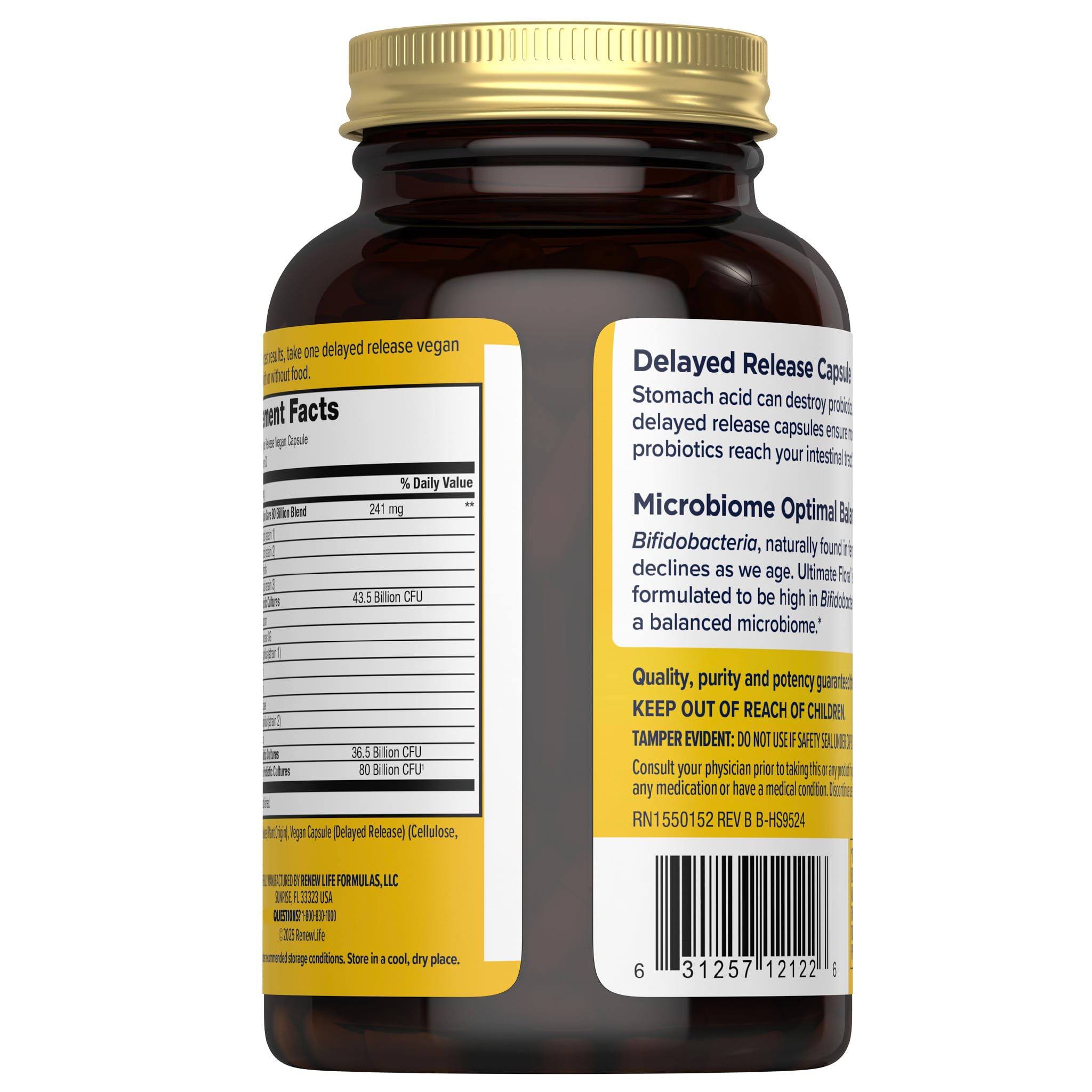Renew Life Adult Probiotic - Ultimate Flora Colon Care Probiotic Supplement - Shelf Stable, Gluten, Dairy & Soy Free - 80 Billion CFU - 30 Vegetarian Capsules
