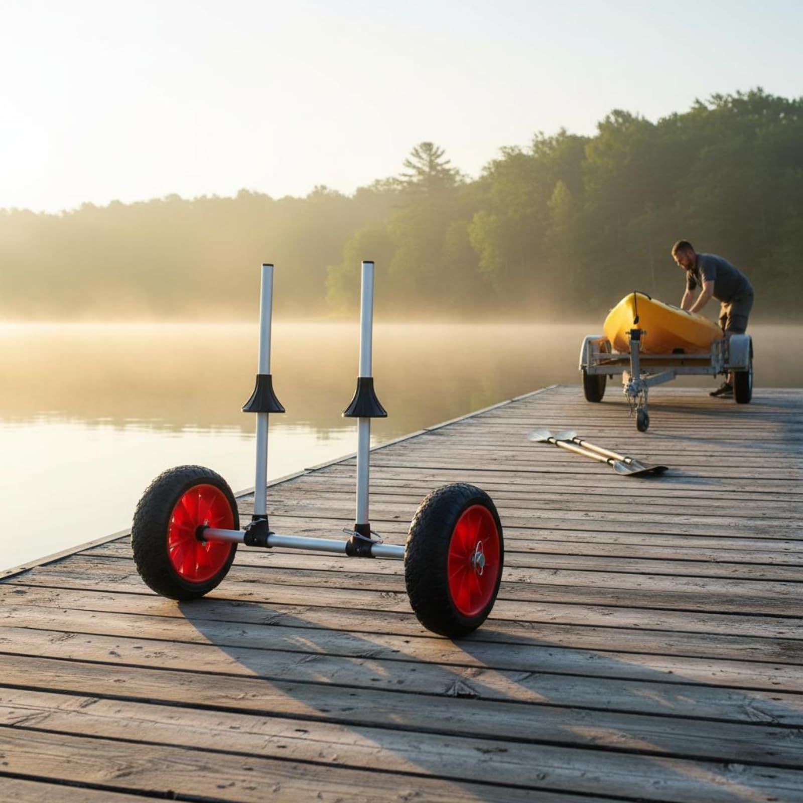 Baoblaze Carro de Transporte de Kayak con Soporte Recto Carrito Carro Portakayak y Remolque Aleación de Aluminio Ruedas para Playa Ajuste 8-42.5 Cm Adecuado para Orilla Trayectos a la