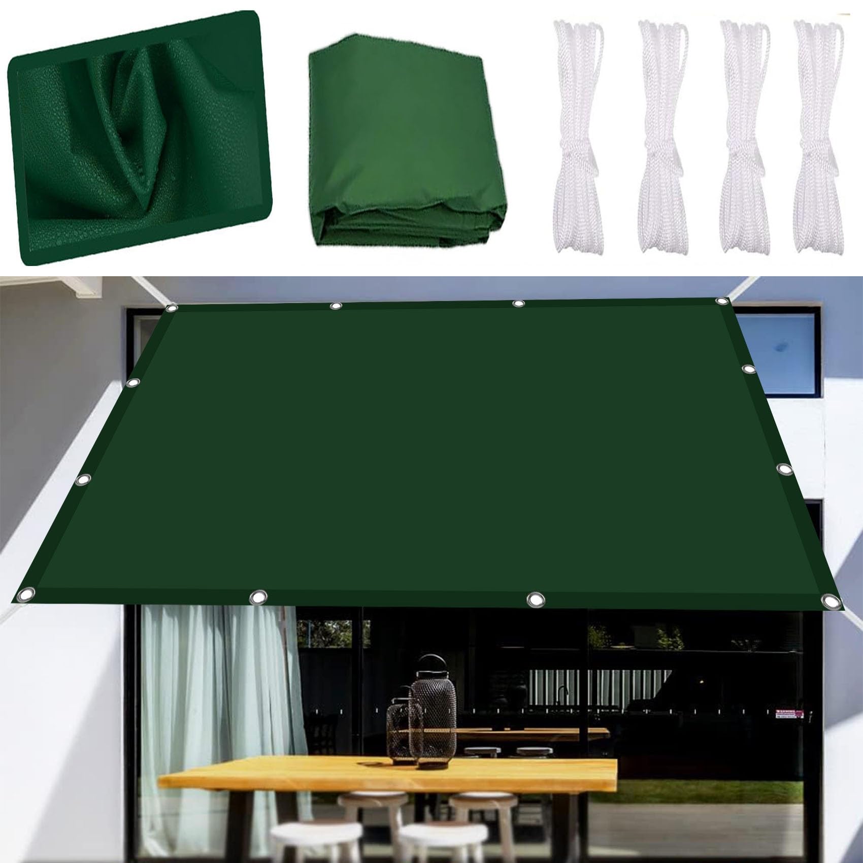 EIDEMED Sonnensegel Rechteckig 4,5x8 M – Wasserdicht, Windfest & Mit Befestigungs-Kit, UV-Schutz 98%