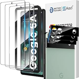 AACL [3+3 Pack Pixel 6a Screen Protector Tempered Glass for Google Pixel 6a 5G 6.1'' [2022] - Screen Protector for Pixel 6a with Camera Lens Protector - [Fingerprint Compatible][Alignment Tool]