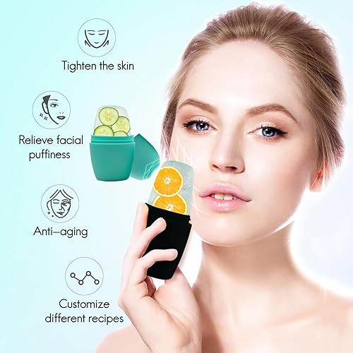 Miniatura 9 de Qewro - Paquete de 2 rodillos de hielo para cara, silicona tonificante para tonificar la piel, alivio de la hinchazón de los ojos, molde de rodillo