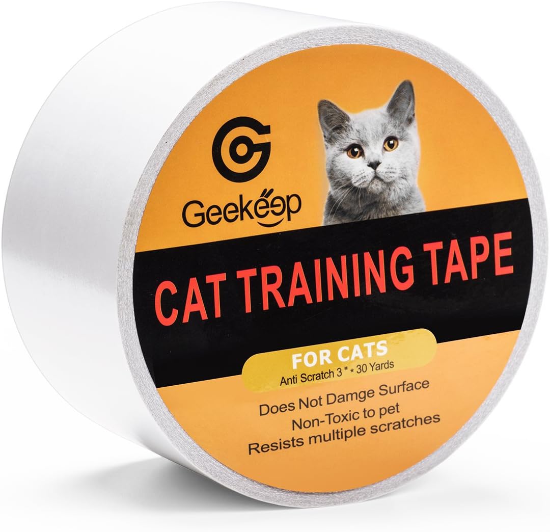 G GEEKEEP Pet Cat Scratch Prevention Tape, Door,Furniture,Couch and Leather Scratch Guard Protector Tape for Cats and Pets, 3 Inches x 30 Yards