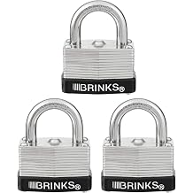 Brinks 40mm Laminated Steel Keyed Security Padlock, Chrome, 3-Pack