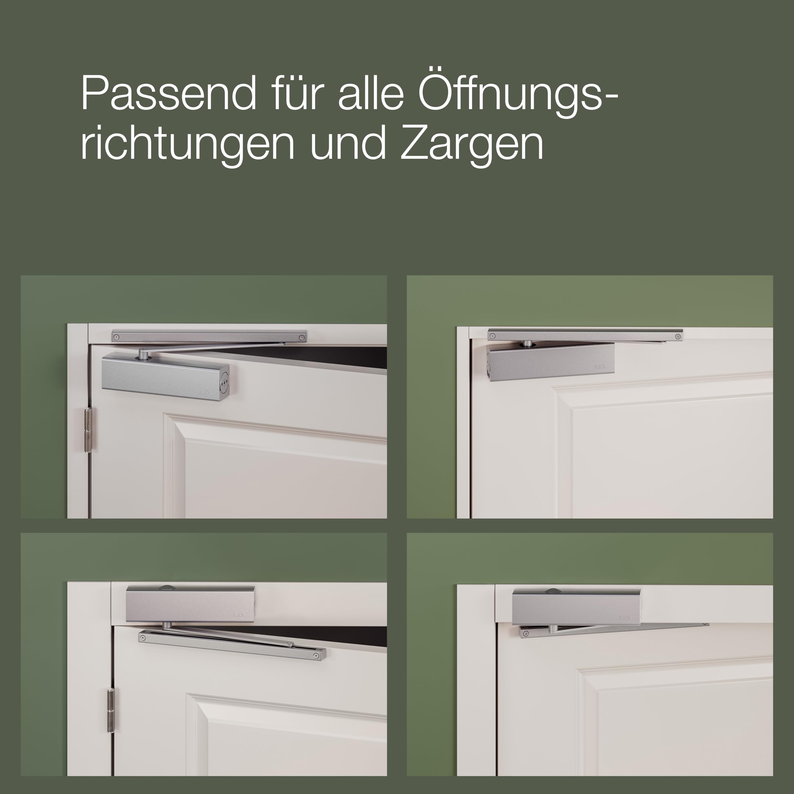 AXA Automatischer Türschließer - 7508 - Türfeder - Bis 60 kg- Einstellbare Schließgeschwindigkeit und Endschlag - Grau