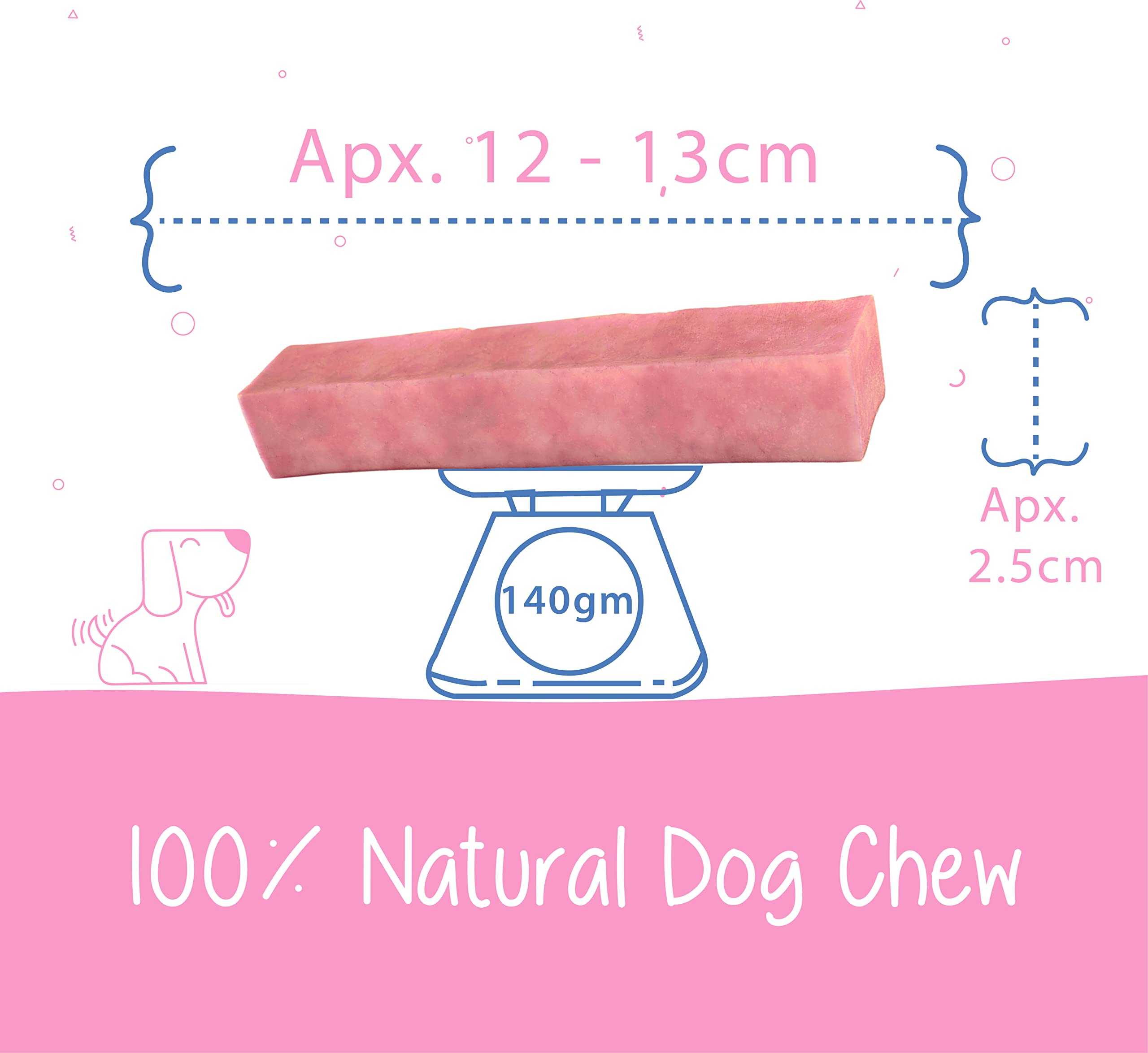Pawfect Himalayan Cheese Chew Strawberry Bars (Medium, 10-Pack Tub, 750g/26.45oz), Natural Dental Treats for Dogs, Grain-Free - Image 4
