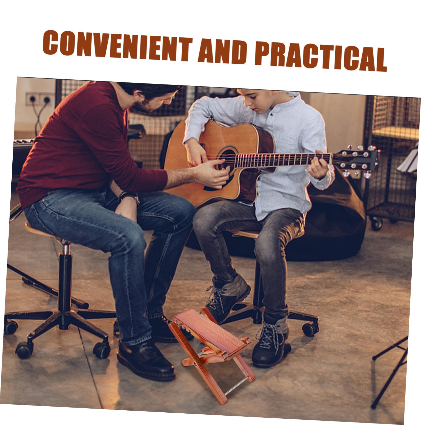 BESPORTBLE Sgabello in Legno per Chitarra Poggiapiedi Pieghevole Regolabile per Musicisti Supporto per Chitarra Classica e Acustica