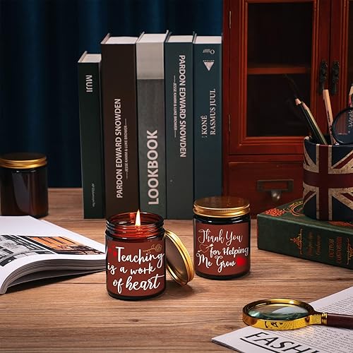 Miniatura 3 de 6 piezas de regalos de agradecimiento para profesores para mujeres, regalos para el mejor profesor, velas perfumadas en tarro de 7 onzas, velas