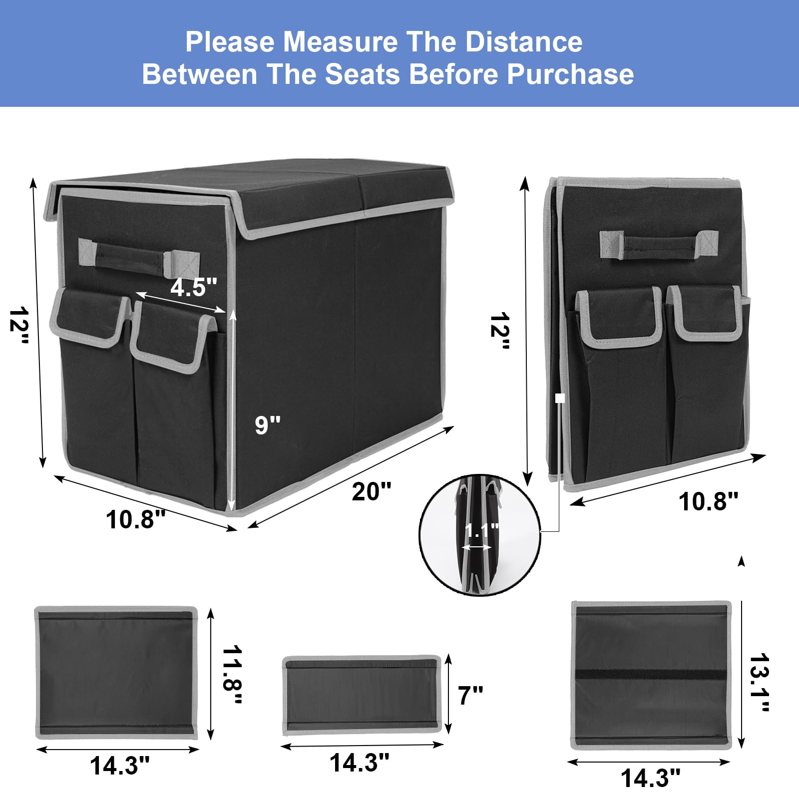 Extensor de asiento para perros de hasta 90,7 kg, con bolsillos de almacenamiento, extensor de asiento delantero y trasero plegable para perros grandes, medianos y pequeños (gris y negro)