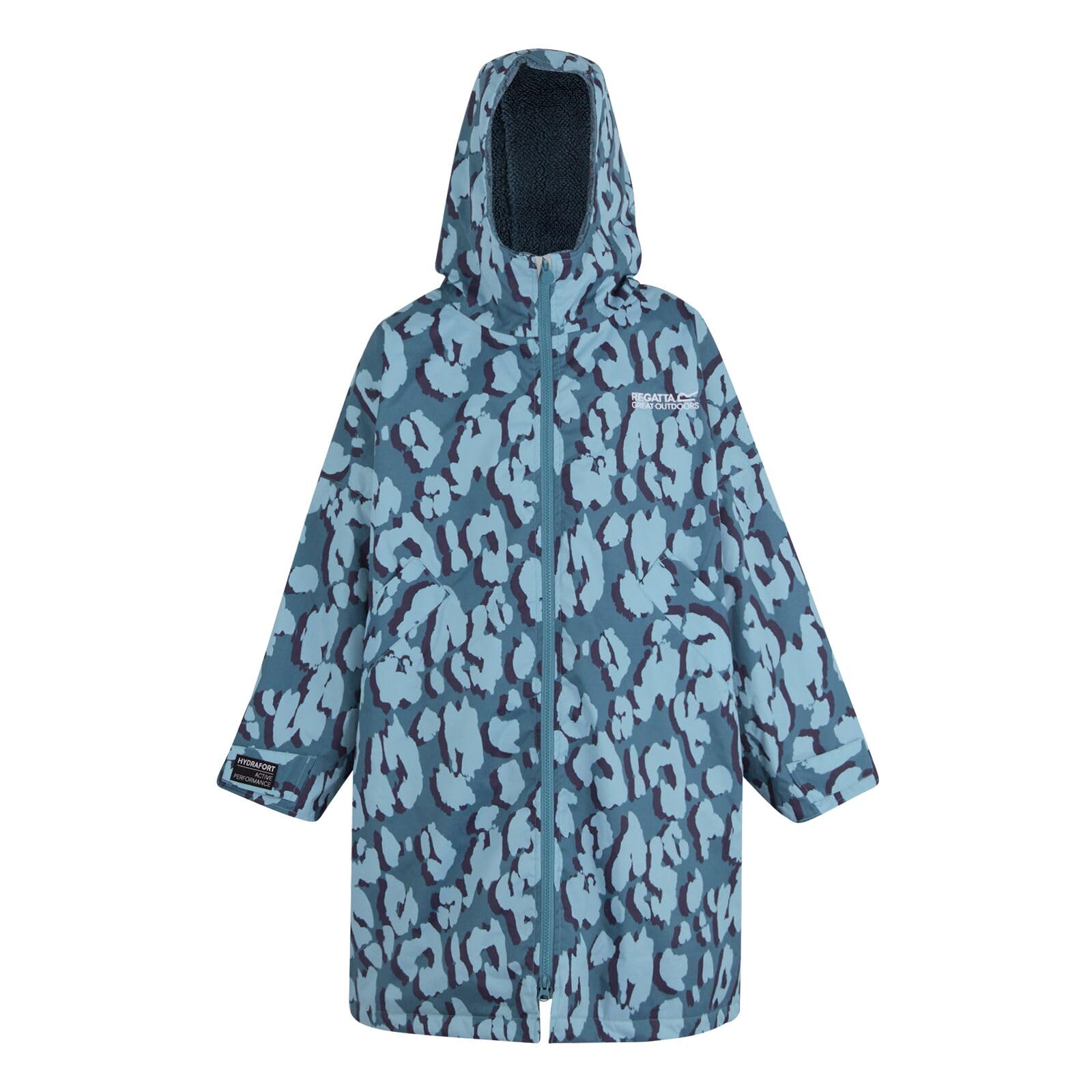 Regatta Kids Spirit Of Adventure Changing Robe - Storm Blue/Leopard Print - 9-13 Yrs