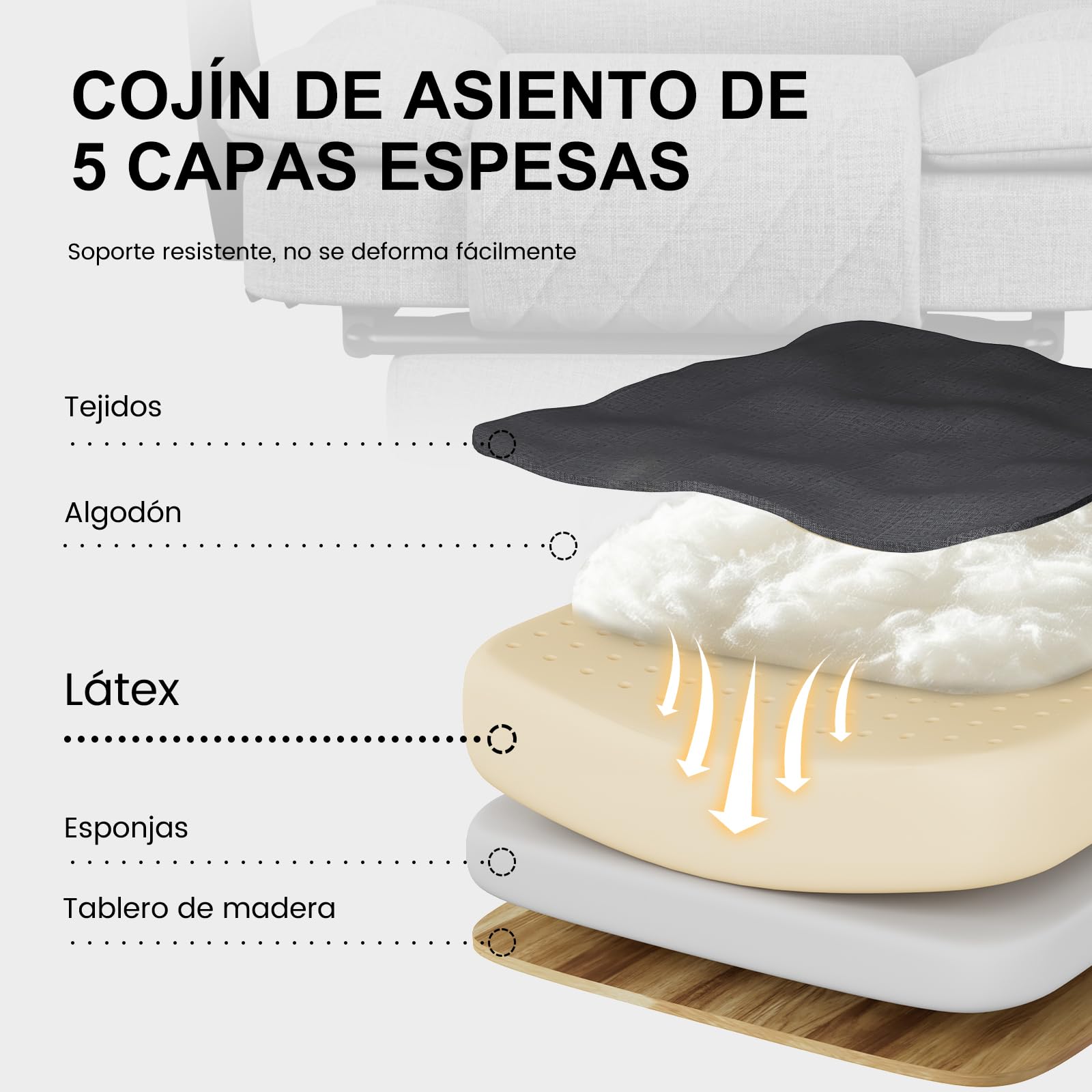 Silla de Oficina Ergonómica con Reposapiés de Tela, Silla Escritorio de Altura Regulable Silla de Escritorio, Silla Oficina para Oficina en Casa con Respaldo Ajustable, Silla Gaming, Gris Oscuro