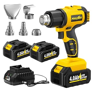 Heat Gun Cordless 550 Fast Heating Gun 2-Temperature Setting Portable Hot Air Guns with 2 4 0Ah Batteries