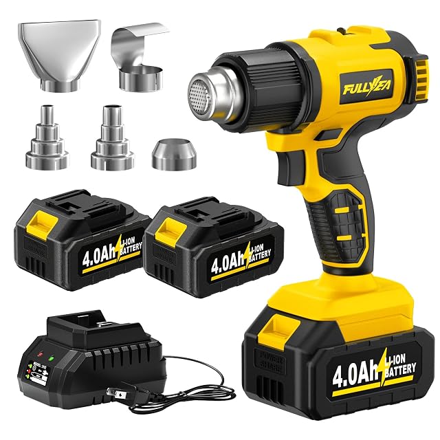Heat Gun Cordless 550 Fast Heating Gun 2-Temperature Setting Portable Hot Air Guns with 2 4 0Ah Batteries