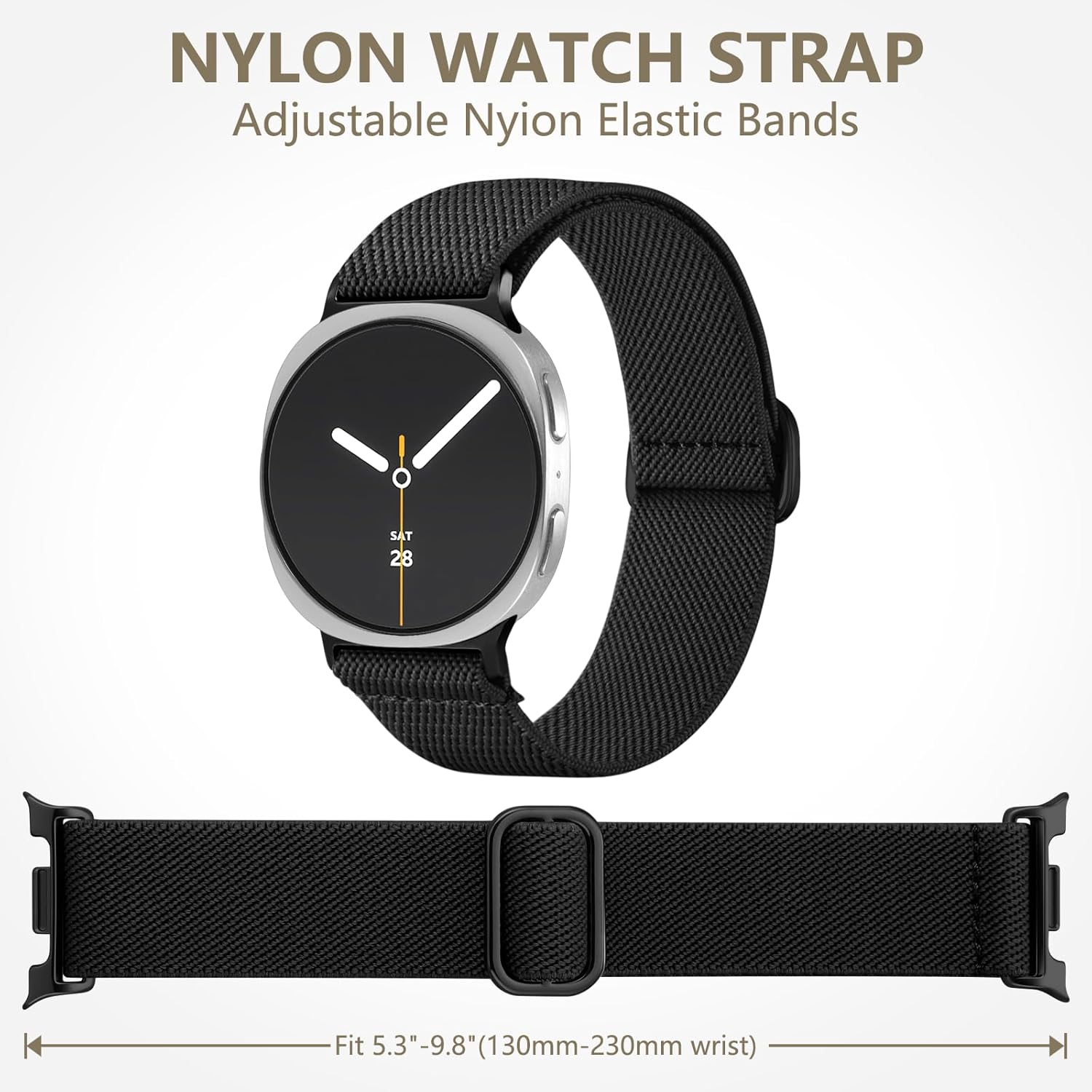 8 Pack Stretchy Band Compatible with Samsung Galaxy Watch 8 Band 40mm 44mm, Samsung Galaxy Watch 8 Classic 46mm, Soft Nylon Fabric Water-Resistant Elastic Solo Loop Sport Straps for Women Men - Image 7