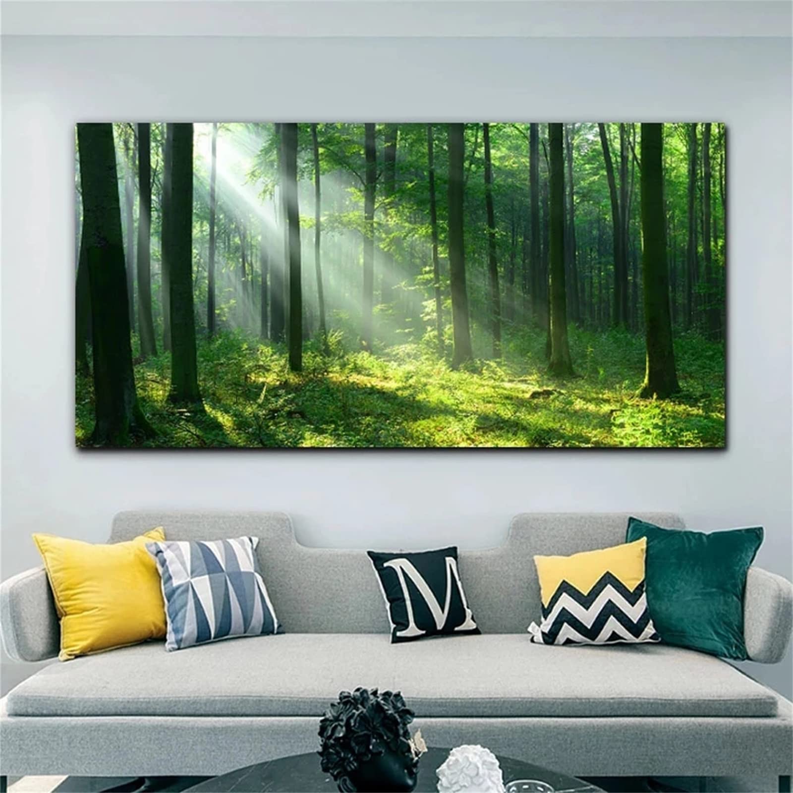 DIY zestawy do malowania diamentami 5D, pełne wiertło diamentowy obraz dla dorosłych i dzieci, kryształ górski haftowanie obrazy do dekoracji ścian domu - 90 x 180 cm (zielony las)