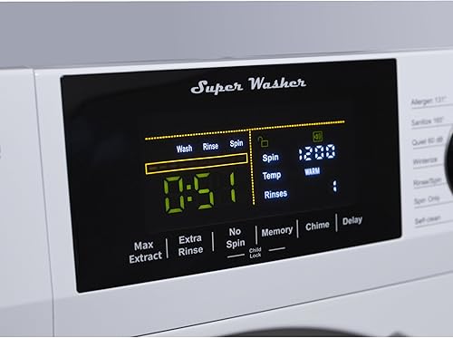 Miniatura 7 de Equator Lavadora de carga frontal de 1.9 pies cúbicos, lavado desinfectante, ciclo de alérgenos, 1400 RPM, 110 V, silenciosa, lavadora de