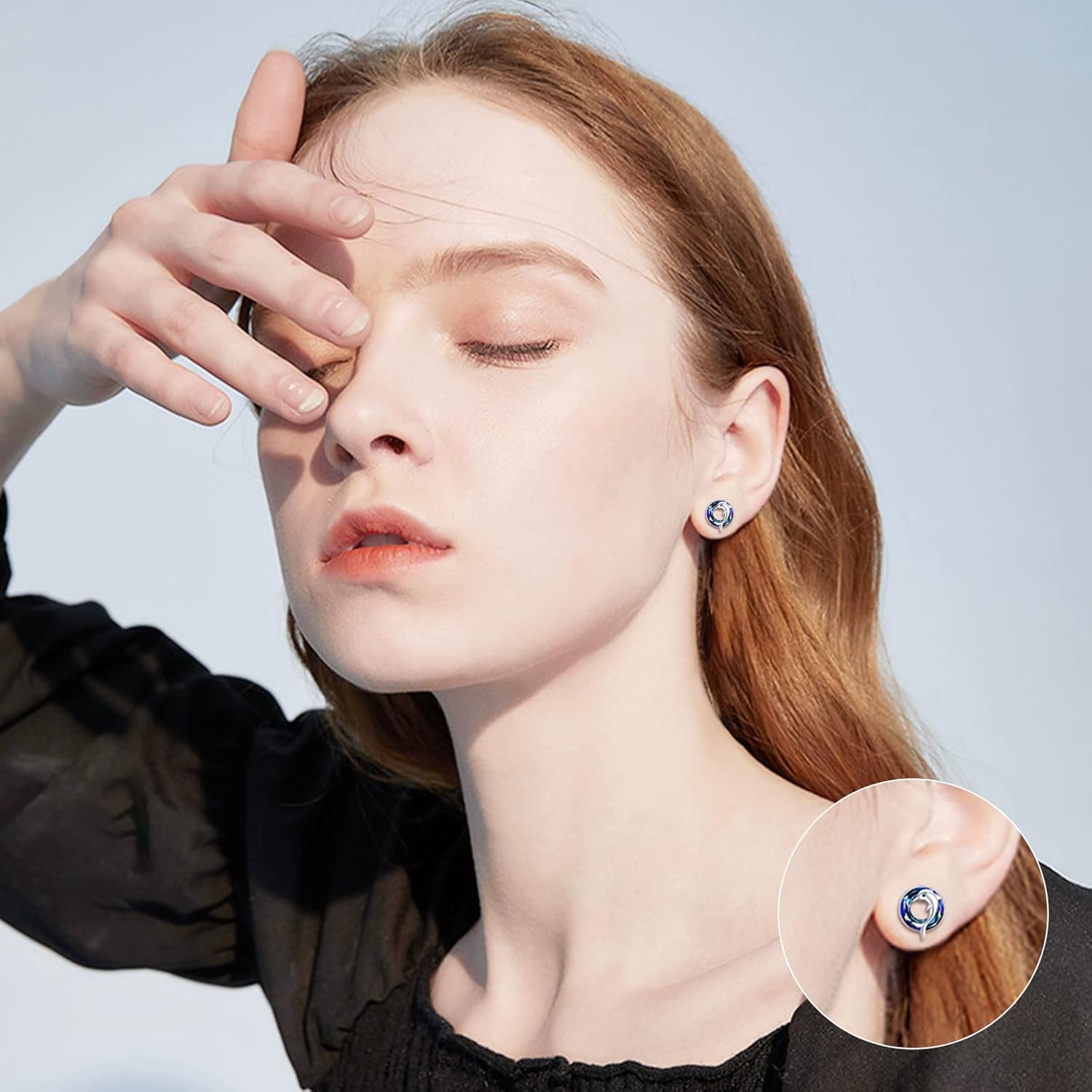 925 Sterling Silver Animal Earrings Highland Cow/Hummingbird/Ladybug/Otter/Shark/Dolphin Stud Earrings Hypoallergenic Animal Jewelry Gift for Her Women Birthday Anniversary Halloween Christmas - Image 5