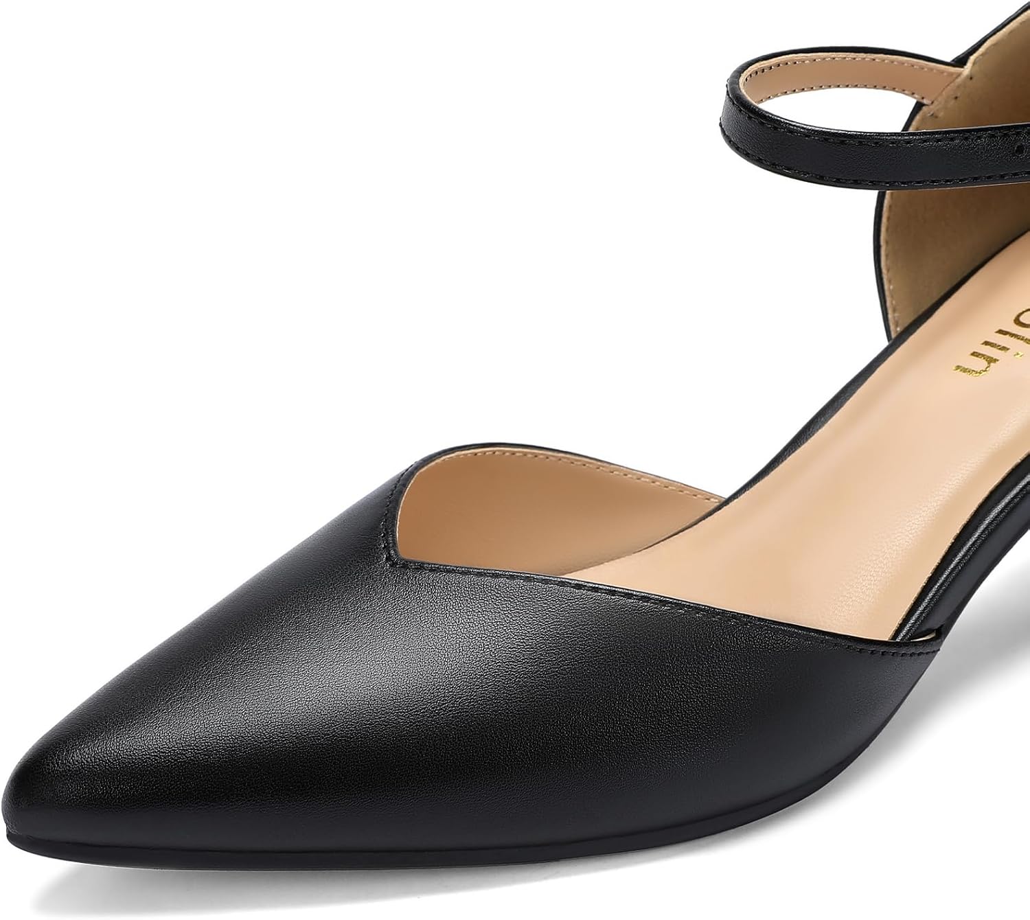 Comfort Kitten Heels Pumps for Women Low Heels Ankle Strap Elegant Pointed Closed Toe Dress Dance Shoes for Party Wedding