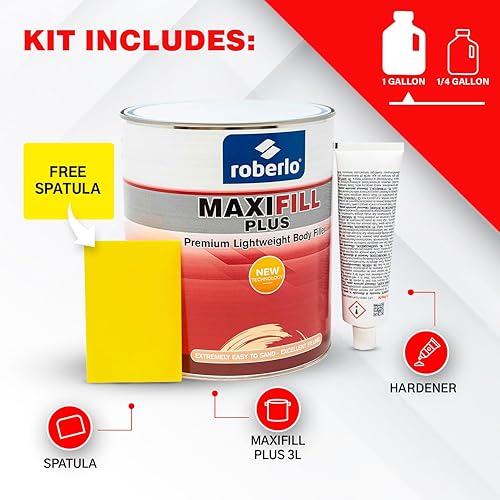 Miniatura 3 de Maxifill Plus Premium - Relleno ligero de carrocería de 3 litros + endurecedor - Fácil de lijar, alta capacidad de dispersión para reparaciones de