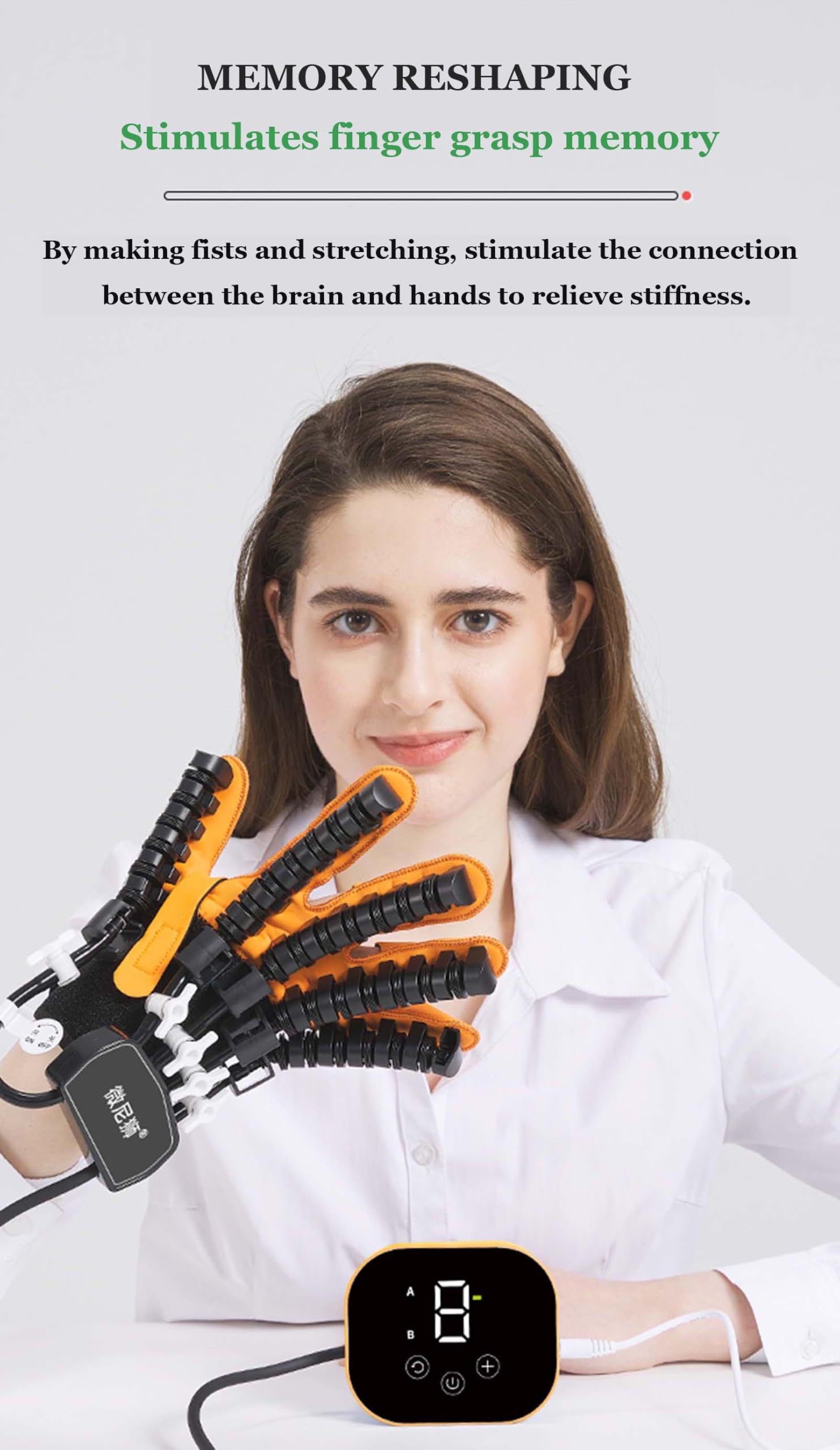 Robotyczne rękawice rehabilitacyjne, niezależną regulacją palców Right XL | Urządzenie do ćwiczeń funkcji dłoni, dla osób z artretyzmem i mózgowym porażeniem dziecięcym, z trybem lustrzanym