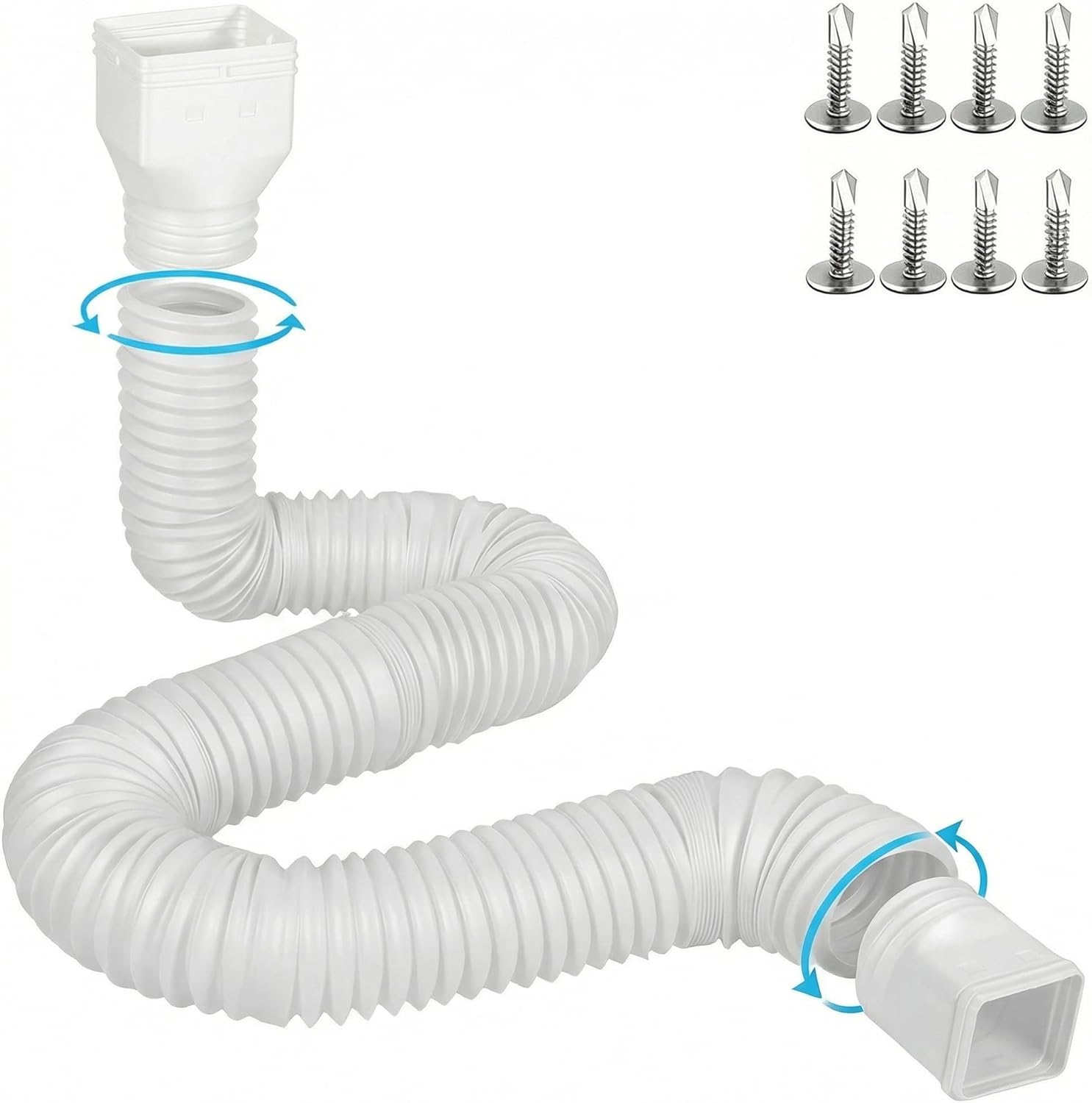 plusgutter 16.5ft Long Gutter Downspout Extensions Flexible, 4" Diameter Drain Downspout Extender, Down Spout Drain Extender for Rainwater Drainage, Extendable from 3.4ft to 16.5ft(1Pack Black)